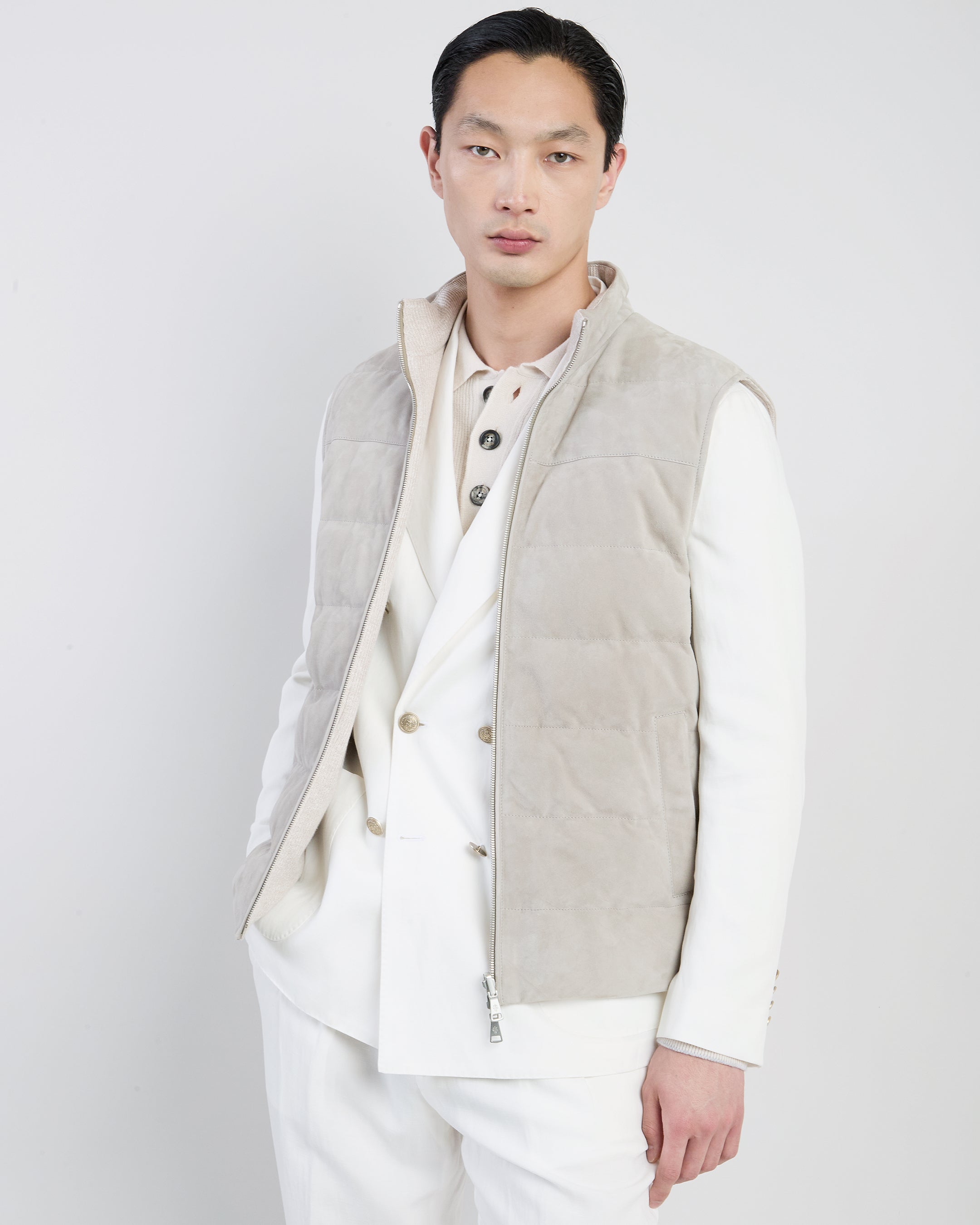 Reversible Suede and English Rib Jersey Vest