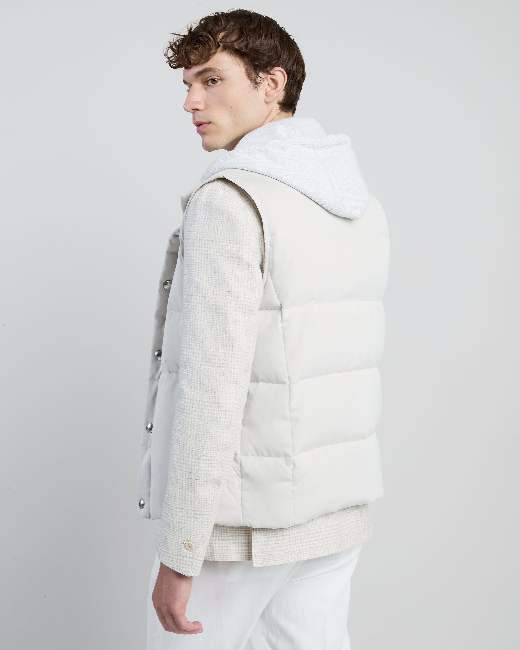 Men's Silk Padded Vest with Detachable Hooded Bib alternative