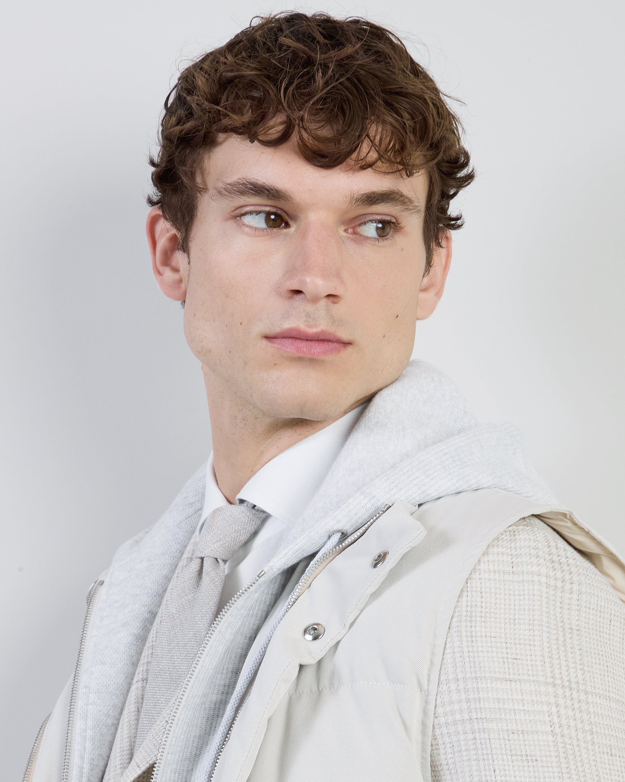 Men's Silk Padded Vest with Detachable Hooded Bib