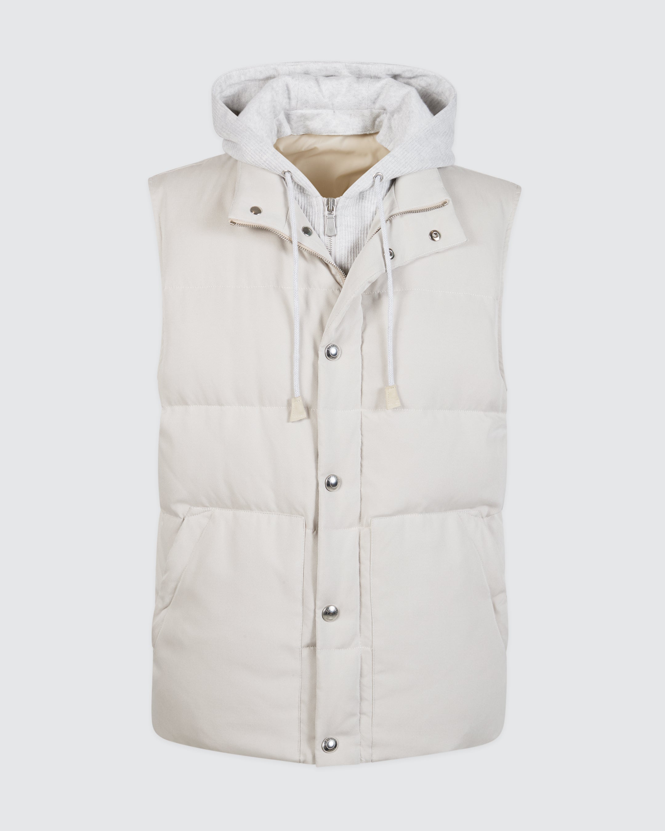 Men's Silk Padded Vest with Detachable Hooded Bib - 5