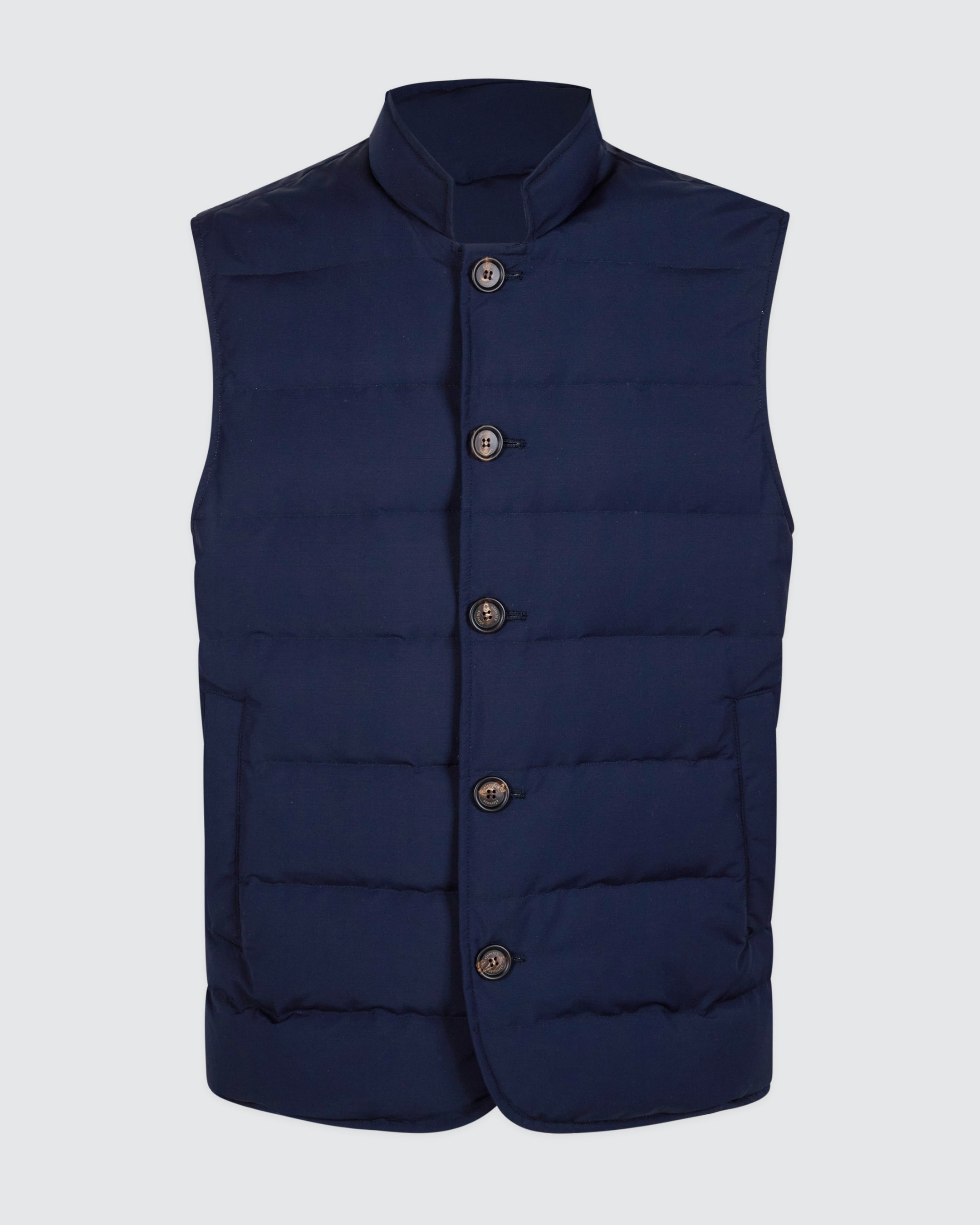 Men's Wool and Nylon Padded Vest with Mandarin Collar - 4