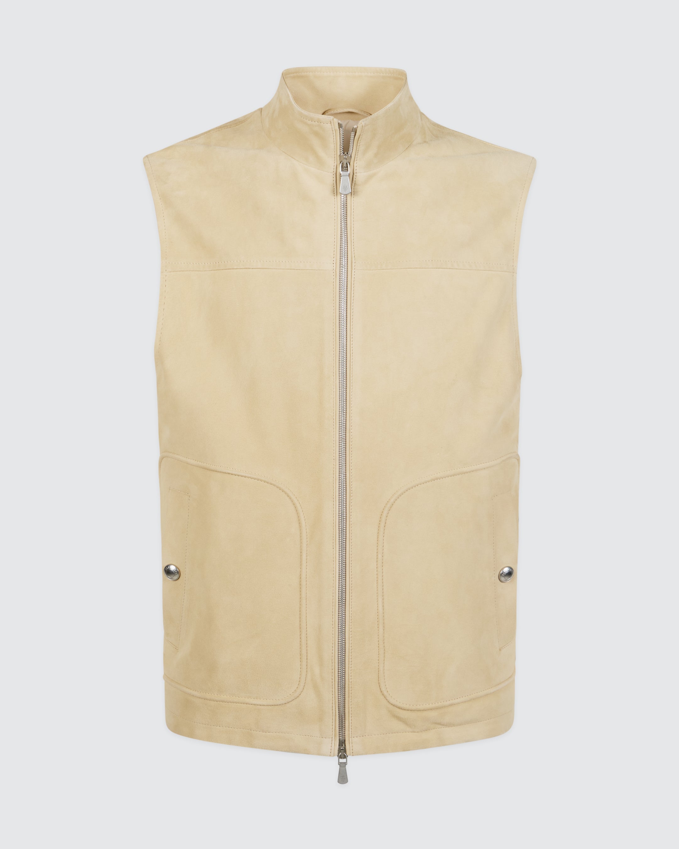 Men's Premium Suede Full-Zip Vest with Standing Collar