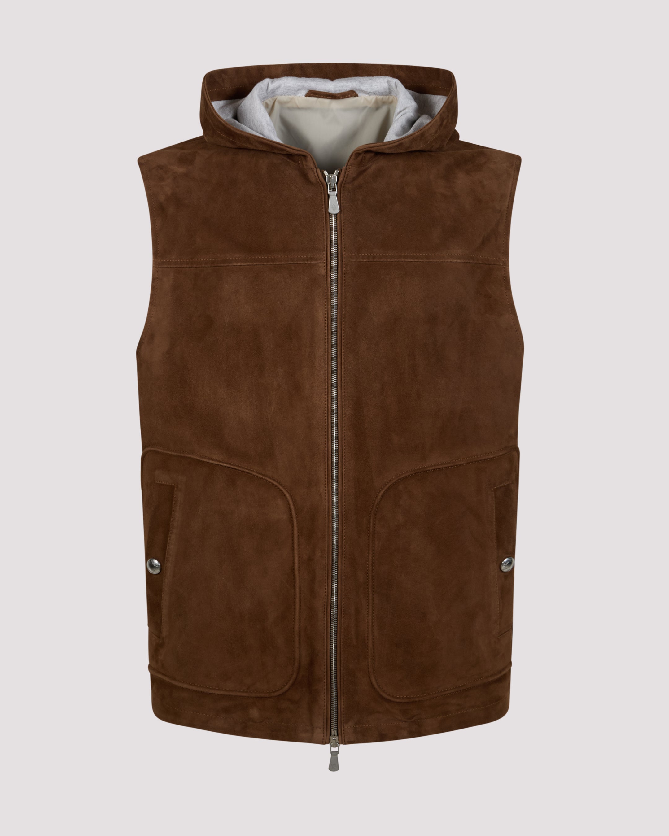 Men's Suede Hooded Vest in Premium Sheepskin Leather