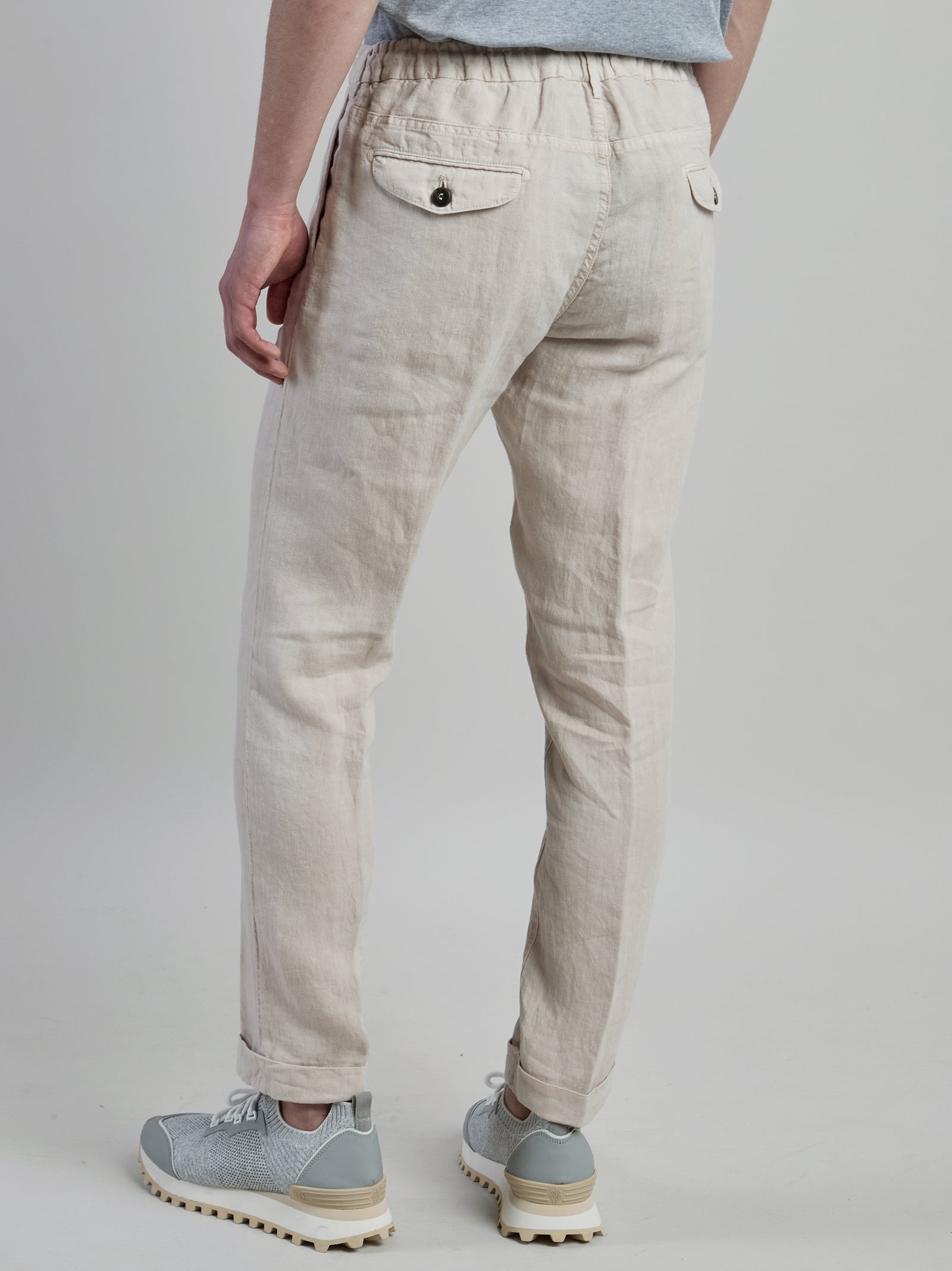 Men's Slim Fit Garment-Dyed Linen Jogger Trousers - 5