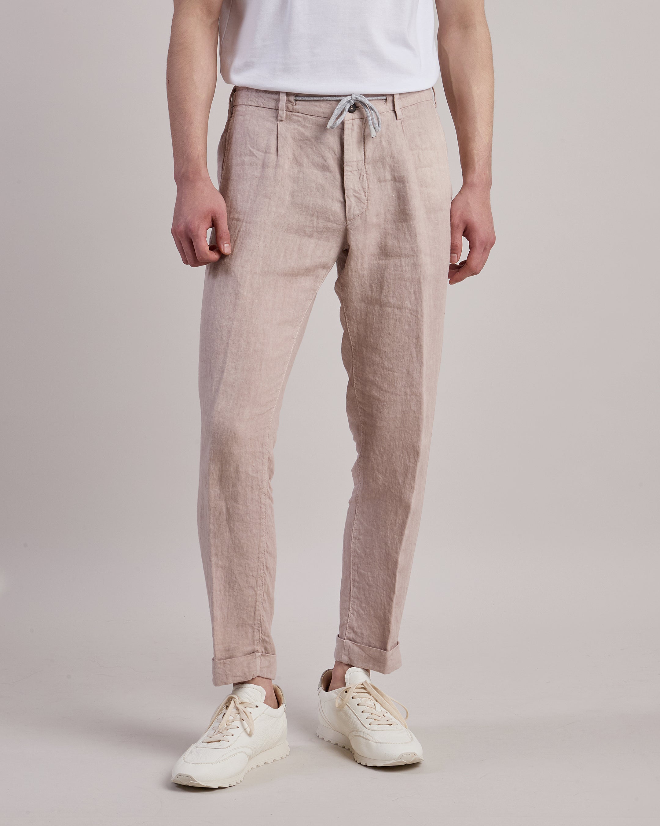 Men's Slim Fit Garment-Dyed Linen Jogger Trousers