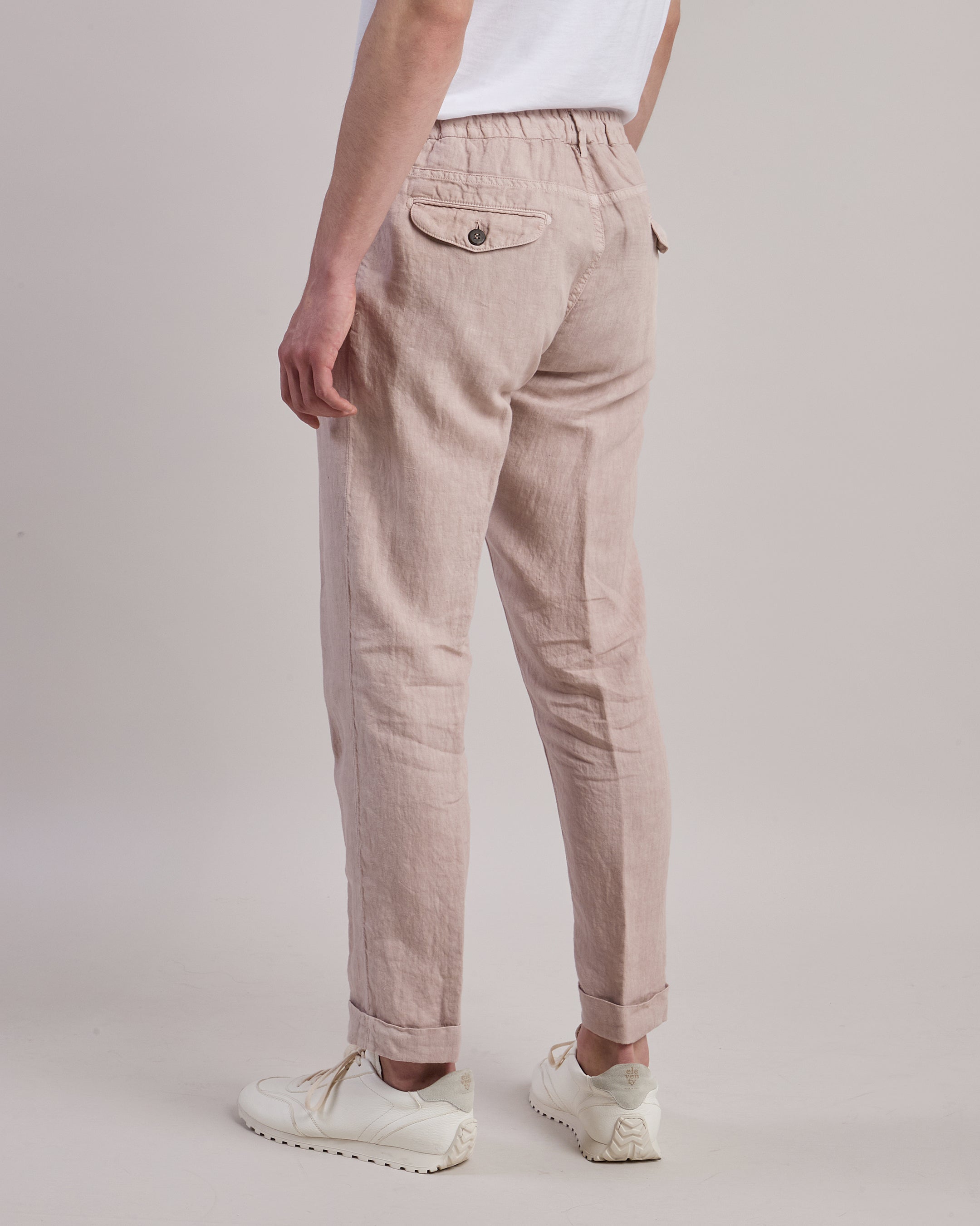 Men's Slim Fit Garment-Dyed Linen Jogger Trousers - 2