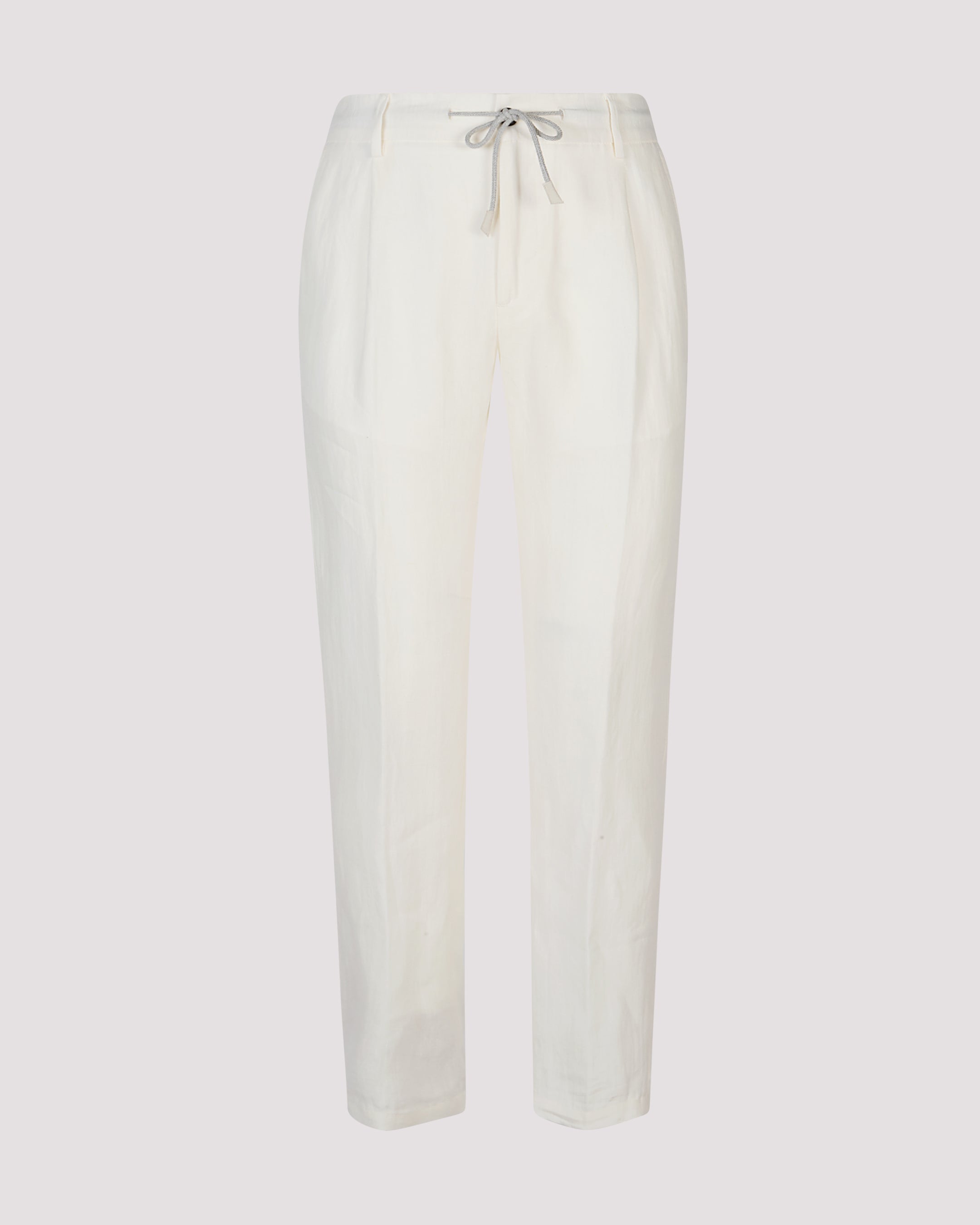 Men's Linen Jogger Trousers with Pleats and Drawstring