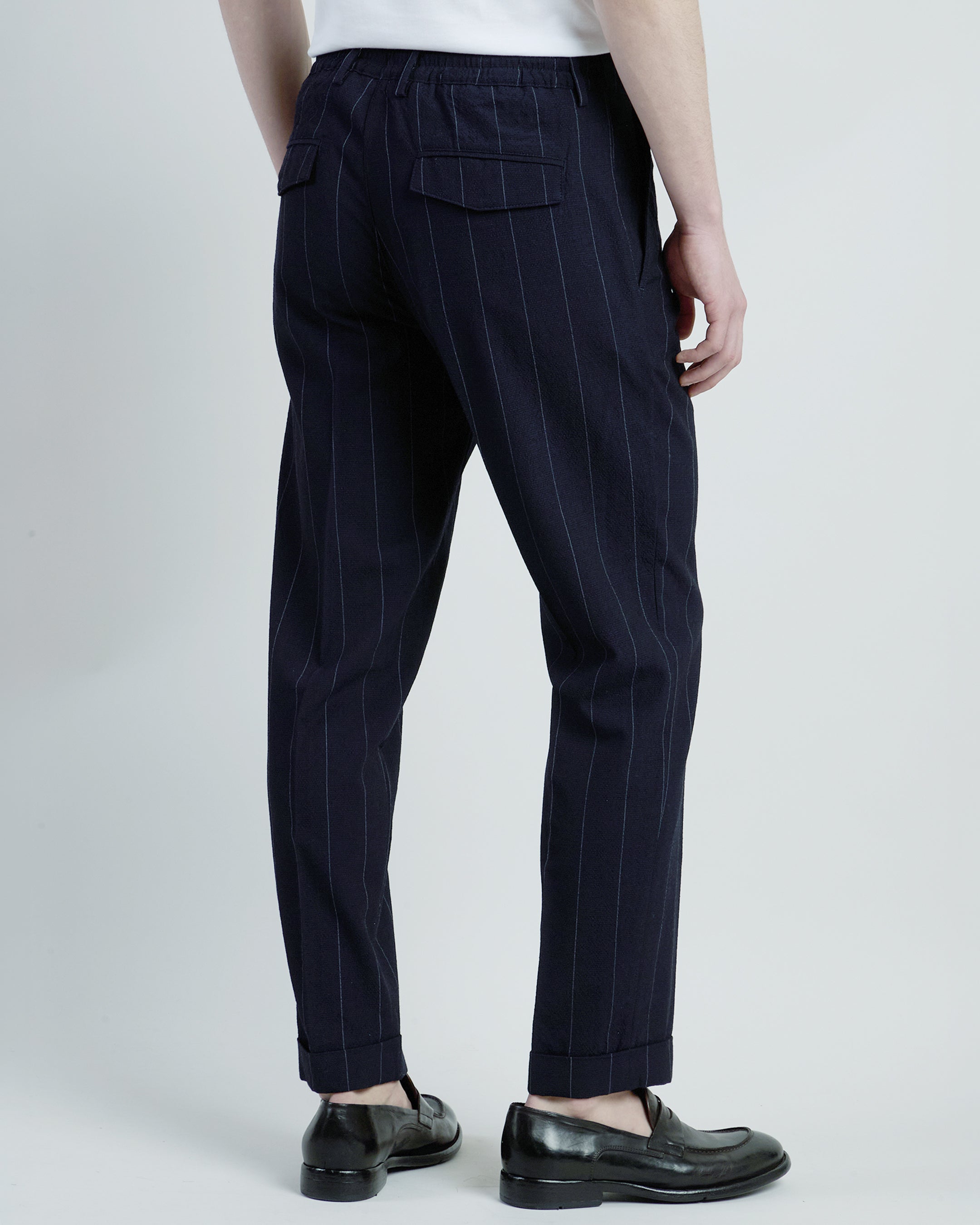 Men's Stretch Wool Jogger Trousers with Pleats - 2