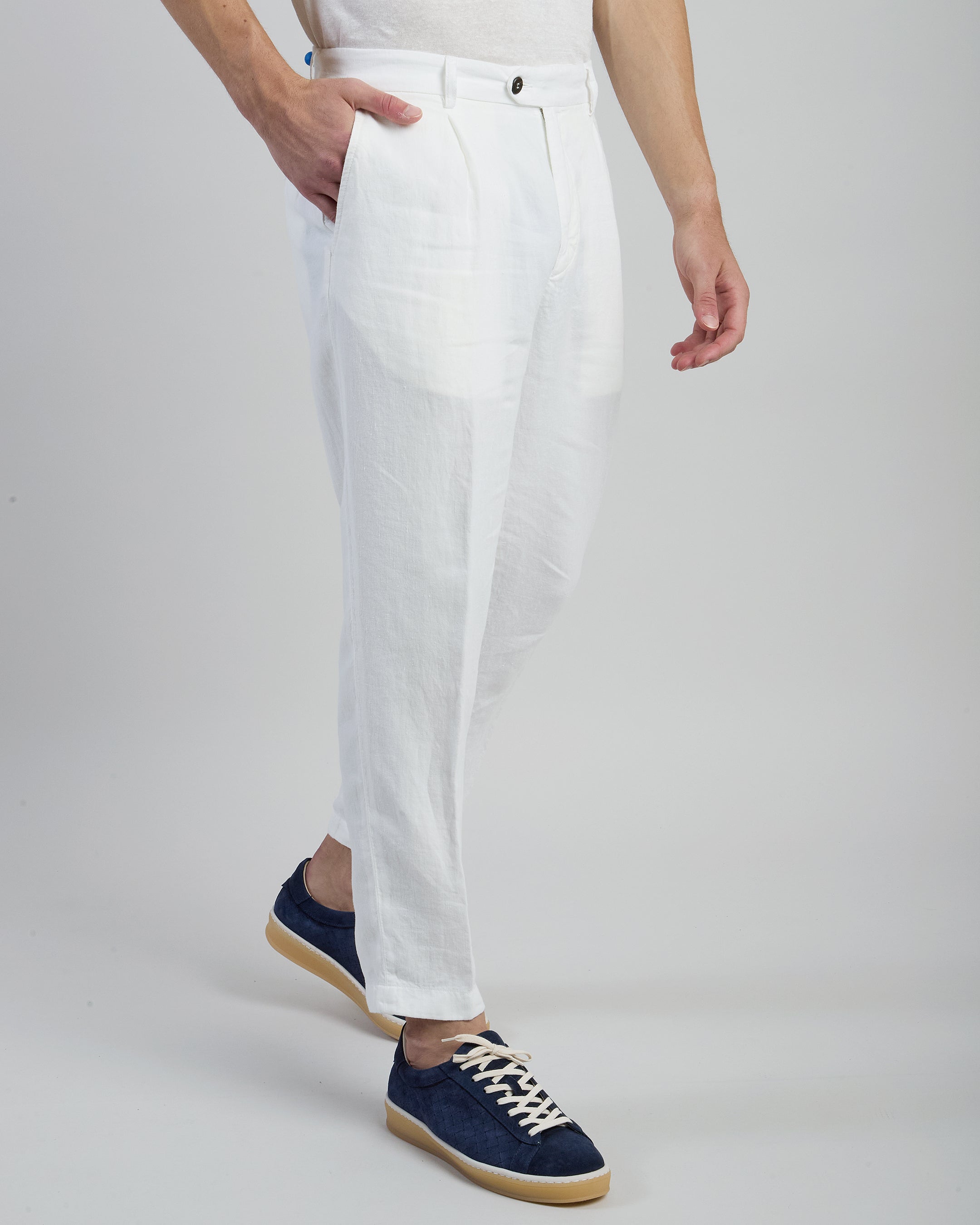 Men's Garment-Dyed Linen Trousers with Relaxed Fit - 1