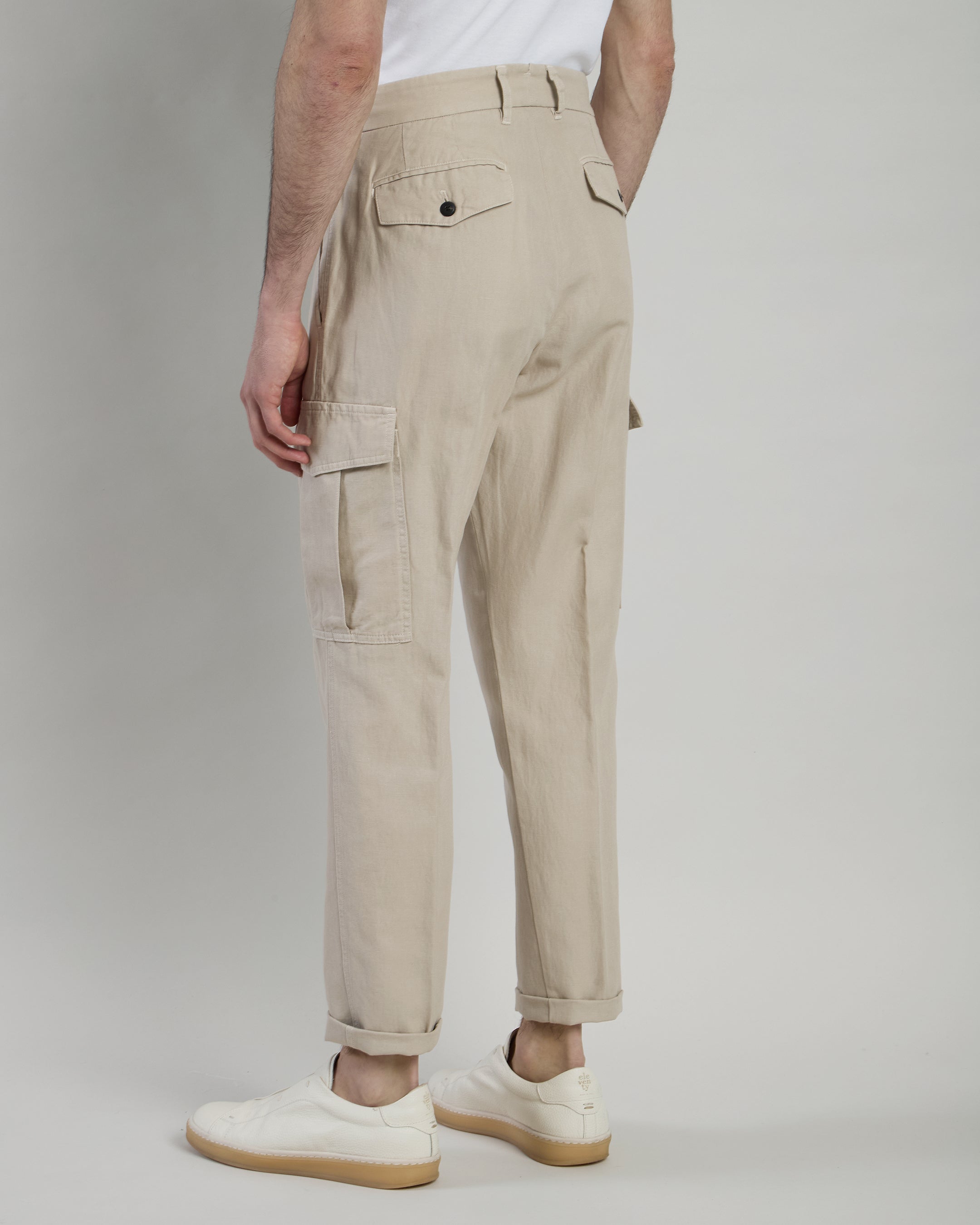 Men's Cotton Linen Garment-Dyed Cargo Trousers alternative