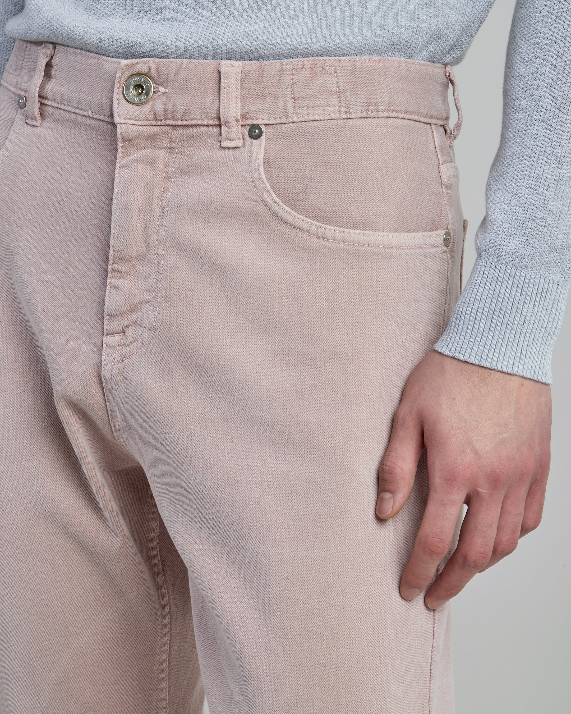Men's Regular Fit Garment-Dyed Cotton Denim Trousers - 3