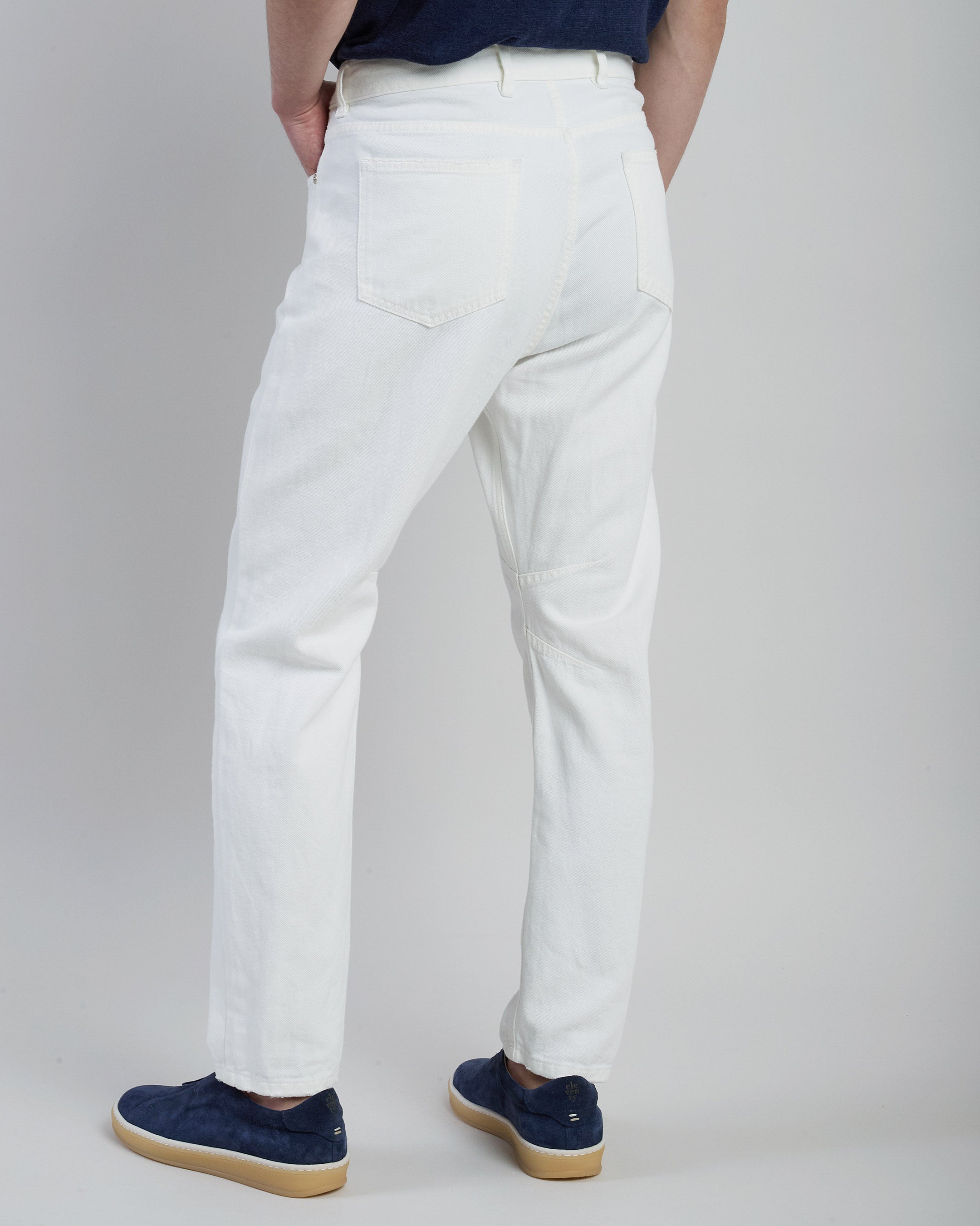 Relaxed Fit Cotton Linen Denim 5-Pocket Trousers - 2