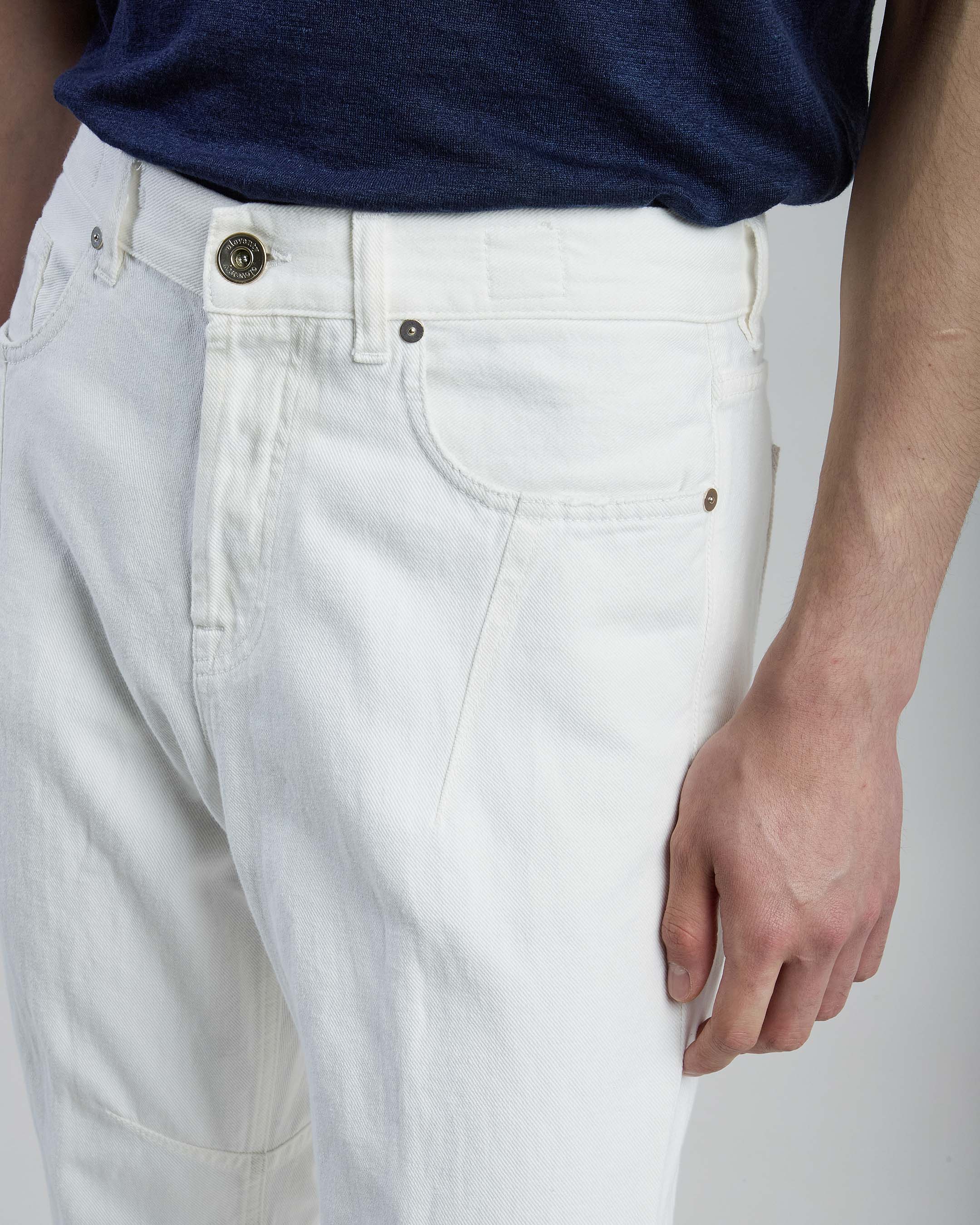 Relaxed Fit Cotton Linen Denim 5-Pocket Trousers - 3