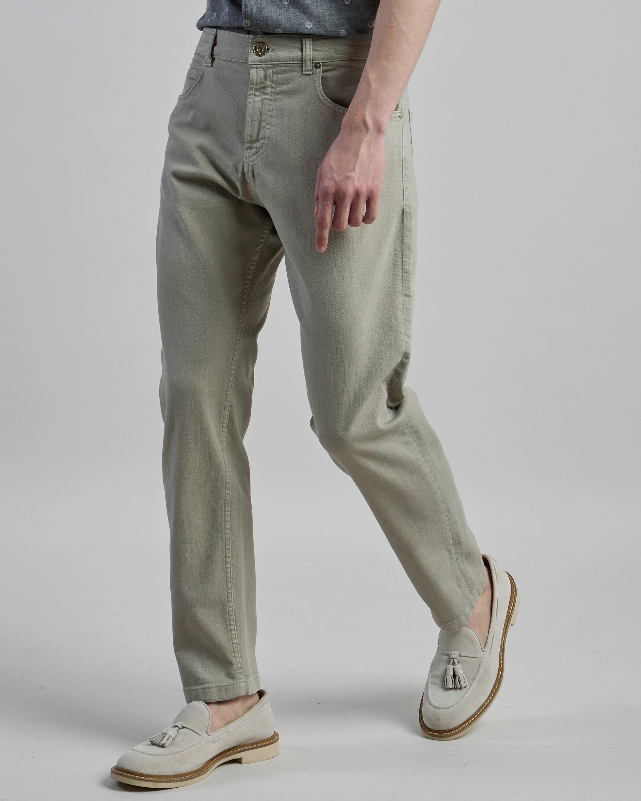 Men's Regular Fit Stretch Cotton Denim 5-Pocket Trousers | Eleventy