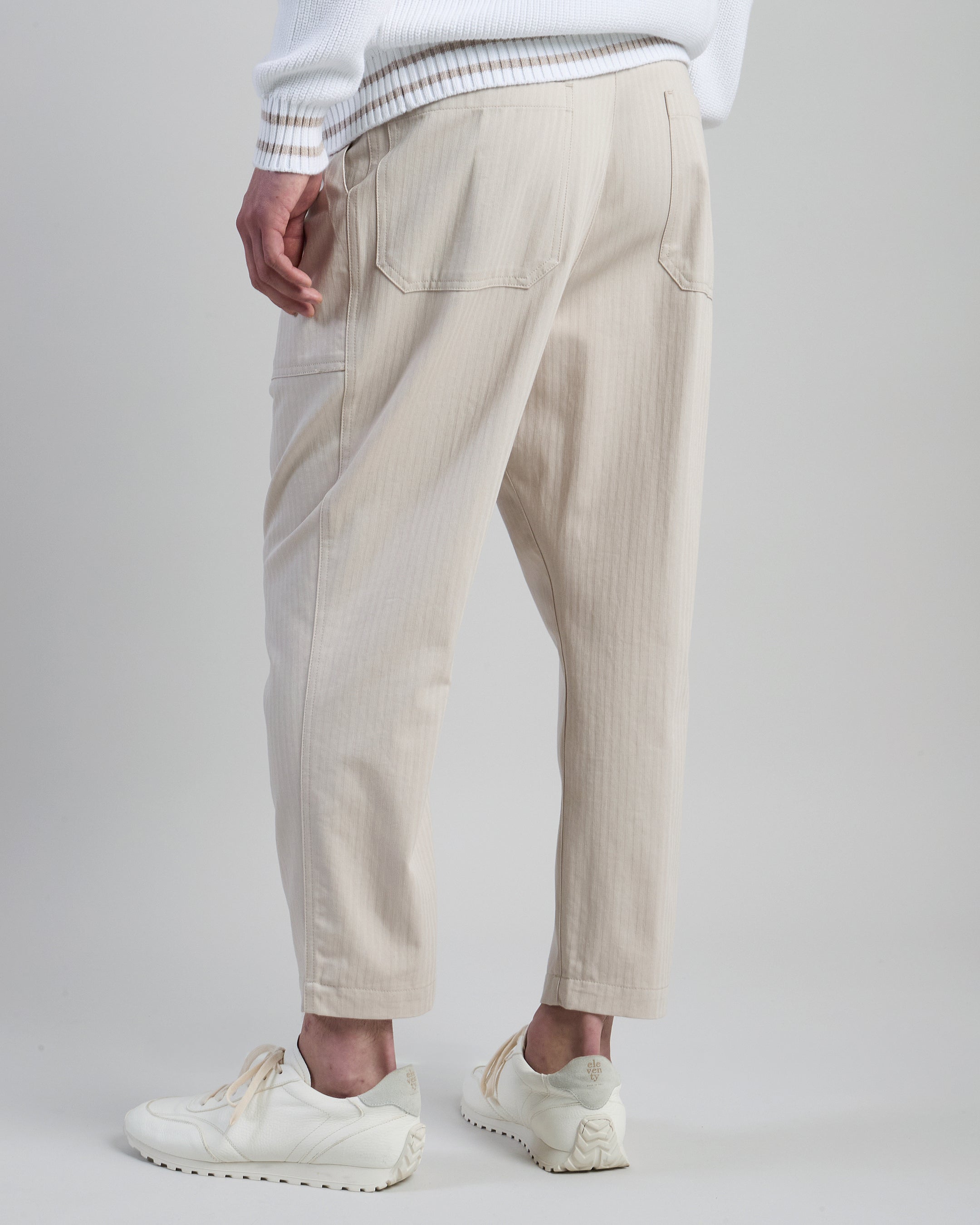 Men's Relaxed Fit Cotton Fatigue Trousers with Pleats - 2