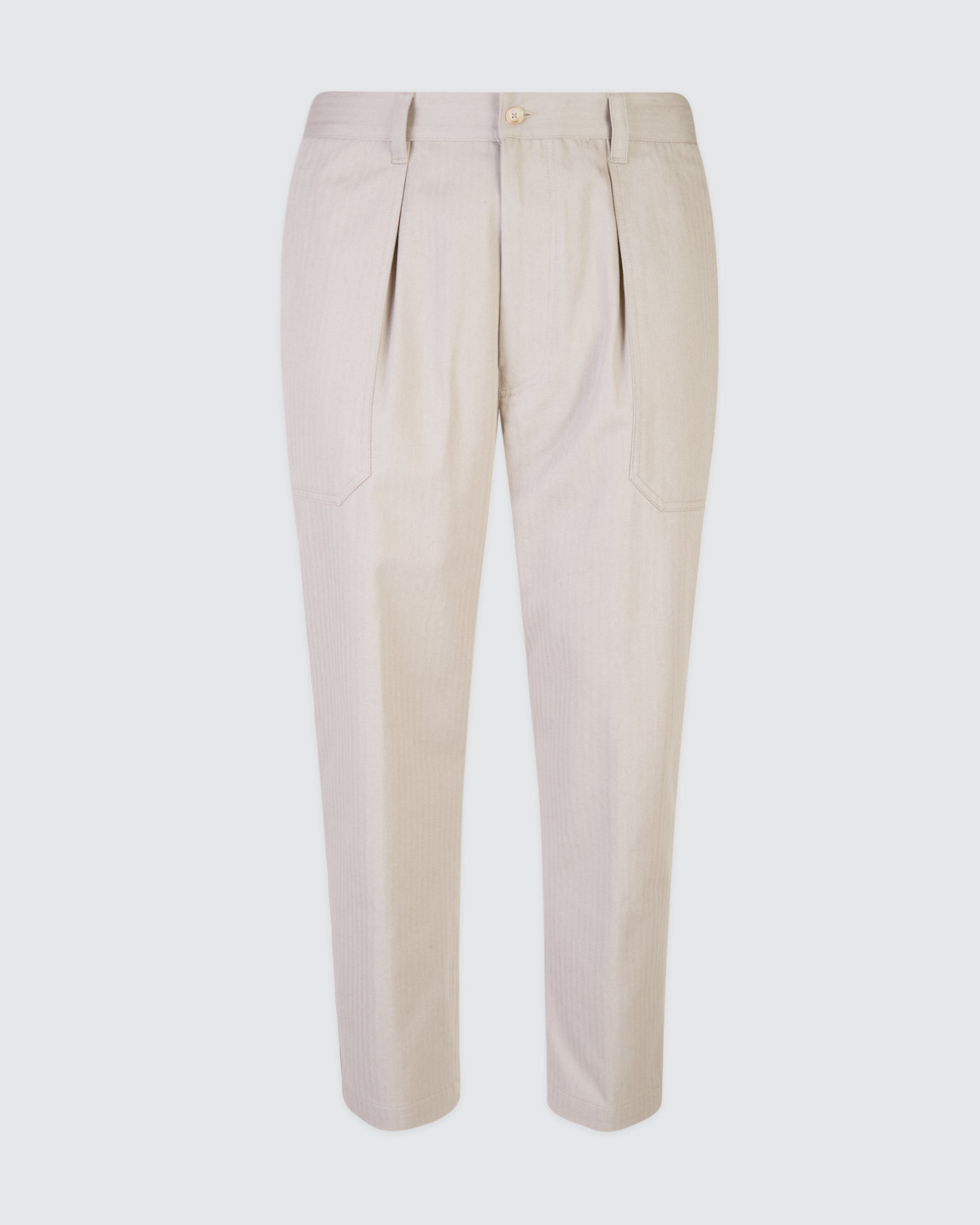 Men's Relaxed Fit Cotton Fatigue Trousers with Pleats