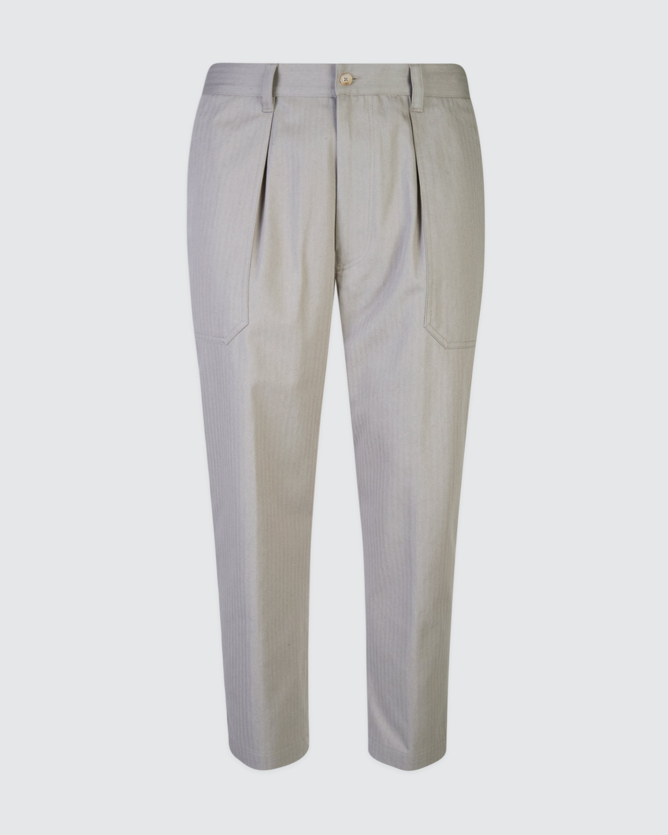 Men's Relaxed Fit Cotton Fatigue Trousers with Pleats - 8