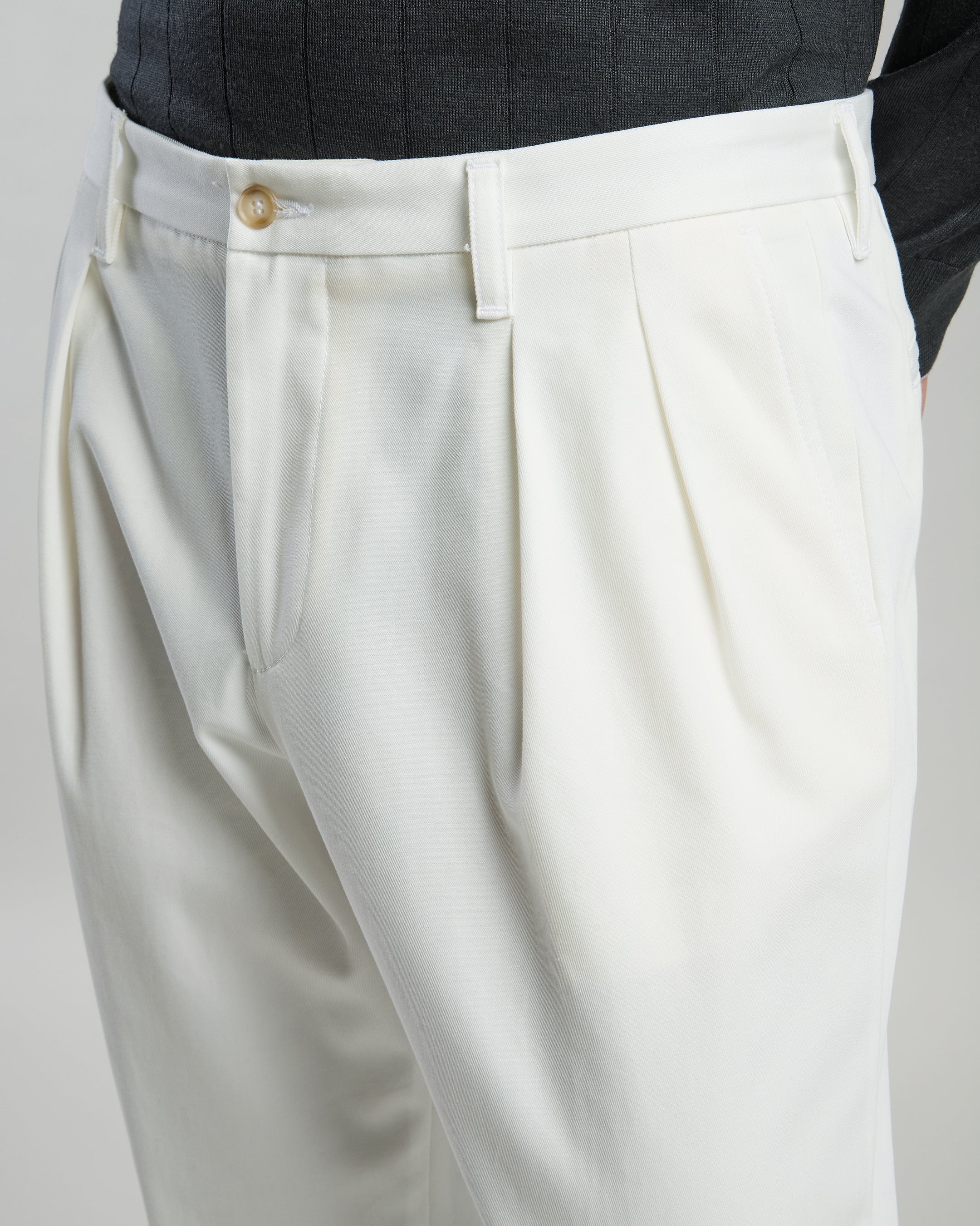 Men's Tailored Cotton Pleated Trousers Made in Italy - 3