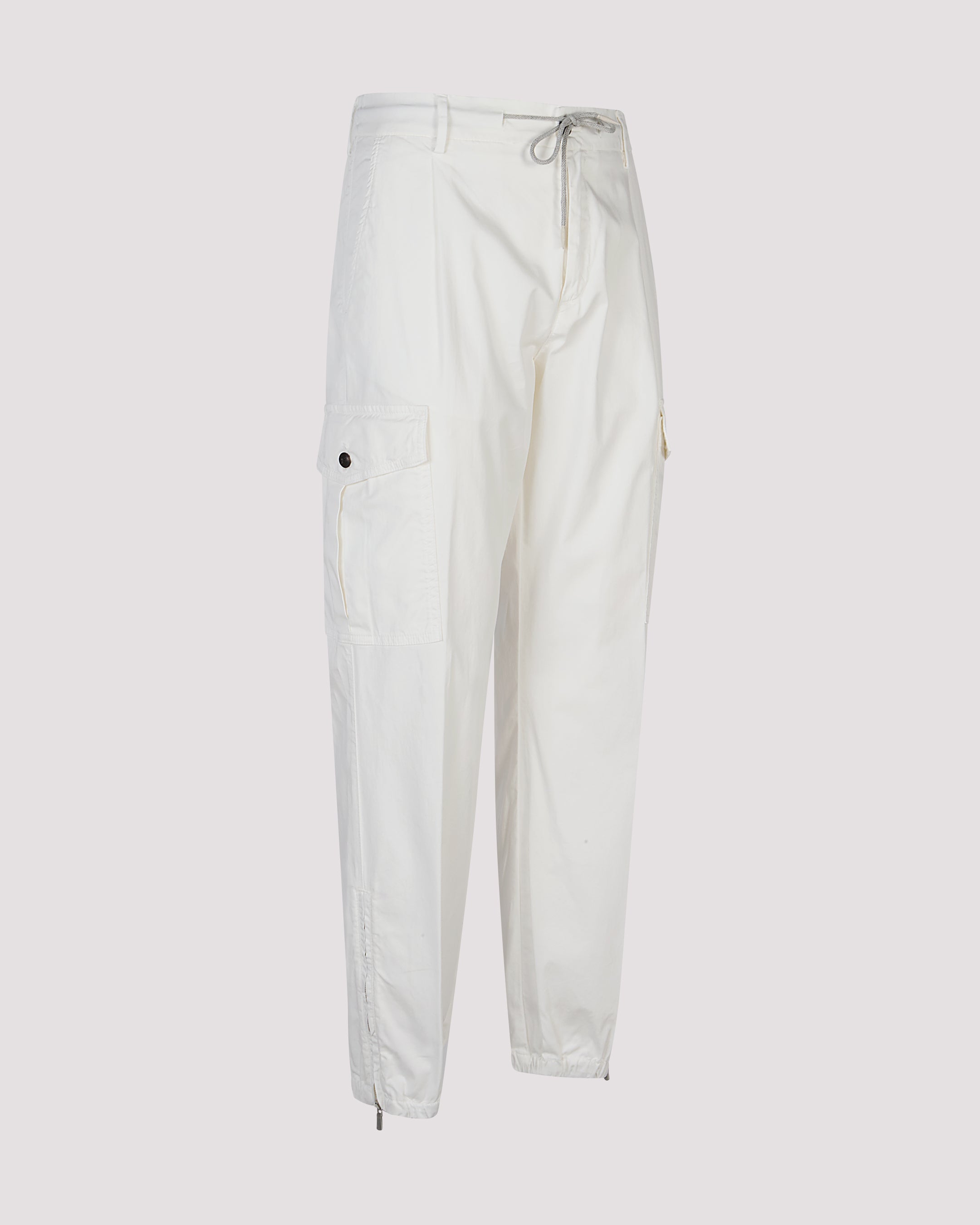 Men's Stretch Cotton Cargo Trousers with Drawstring - 4