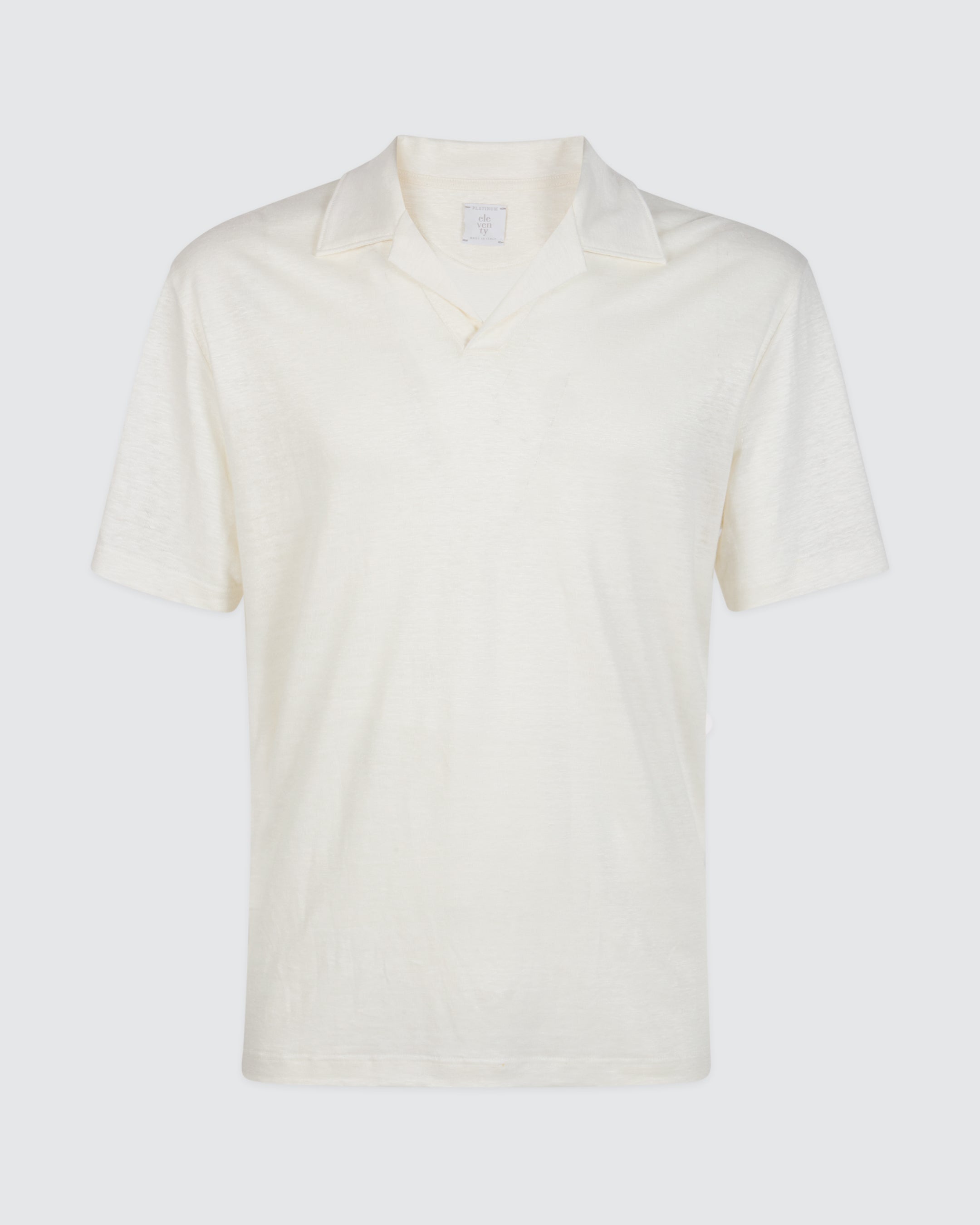 Men's Linen Polo Shirt with Bowling Collar - 4