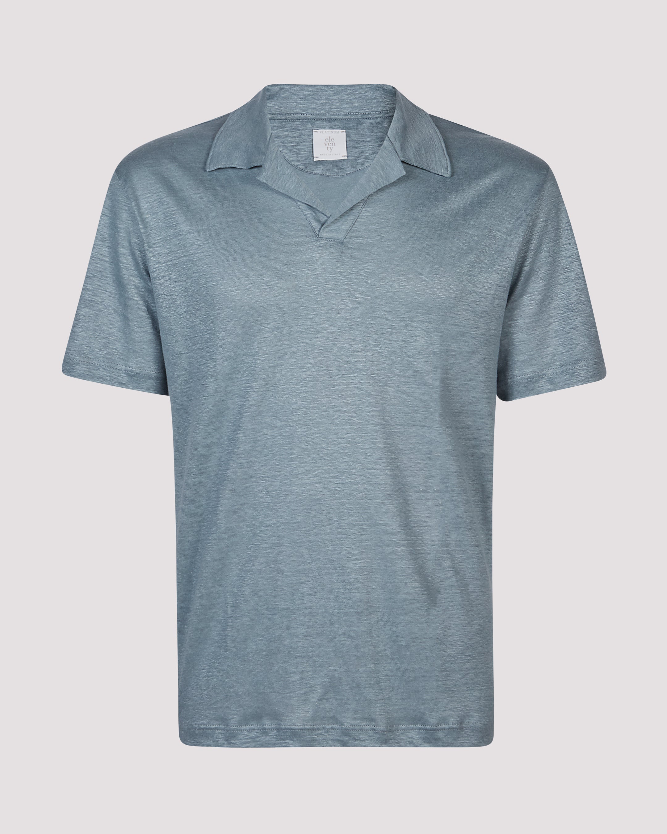 Men's Linen Polo Shirt with Bowling Collar - 5