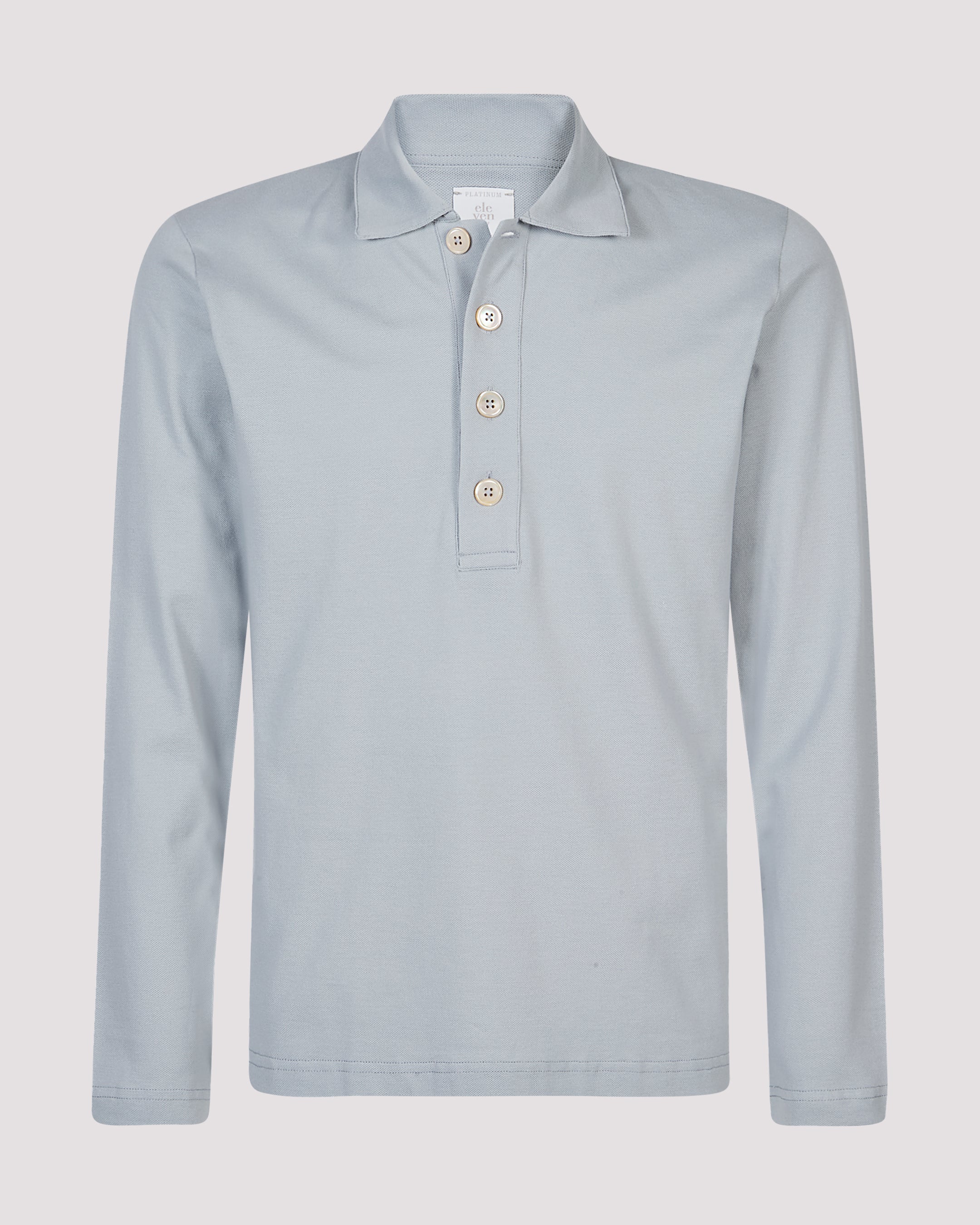 Men's Long Sleeve Cotton Pique Polo with Pearl Buttons