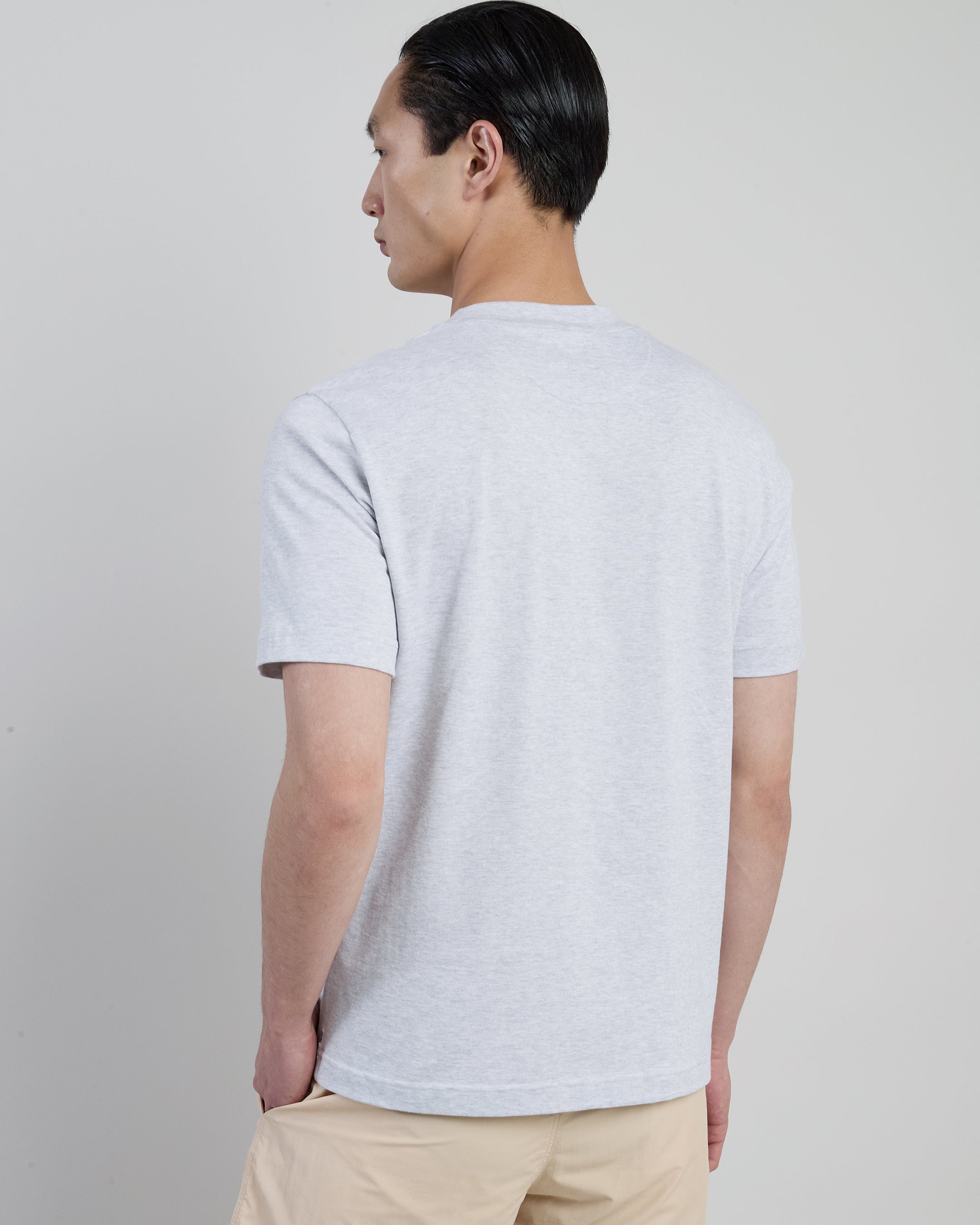 Men's Giza Cotton Crew Neck T-Shirt with High Collar - 6