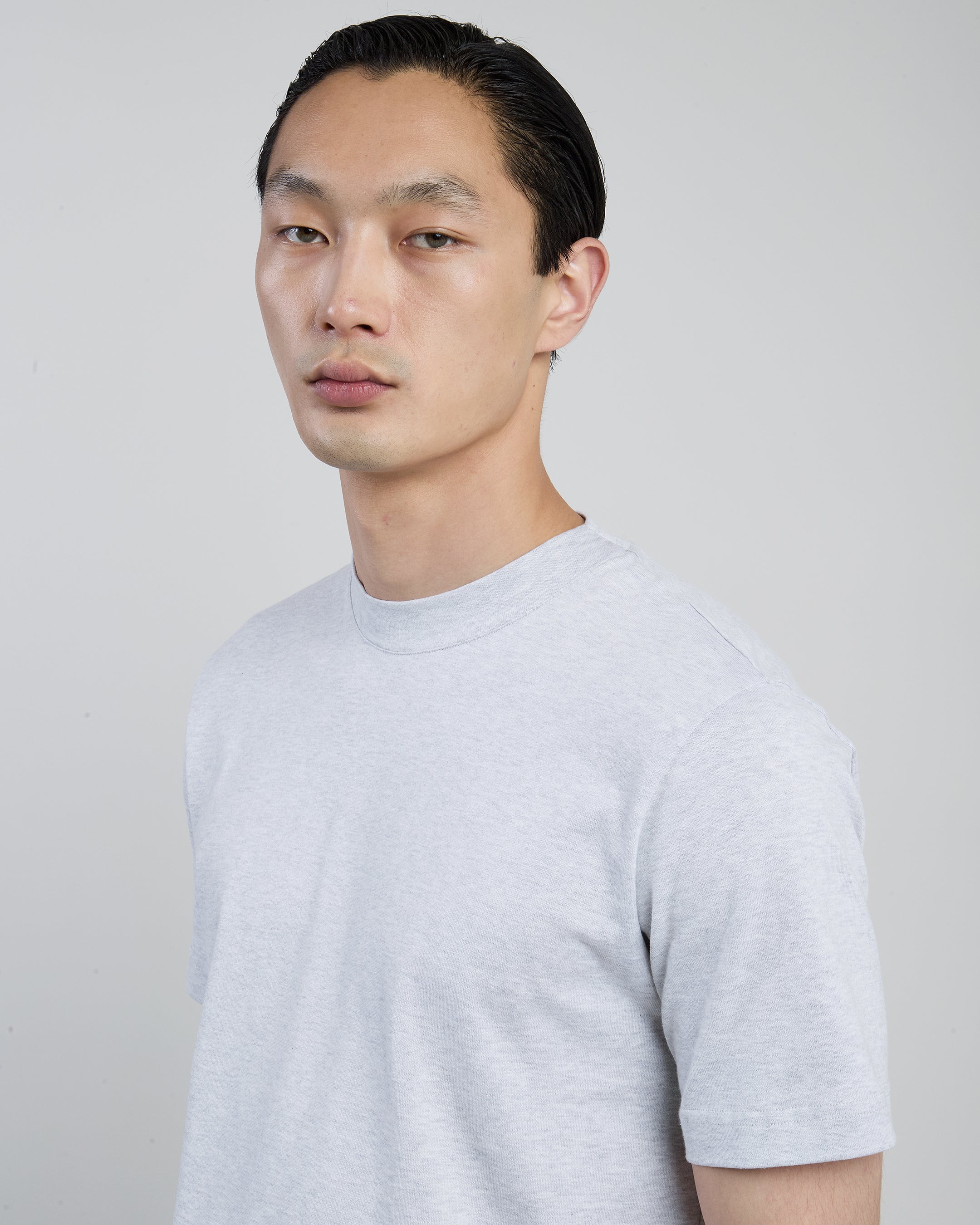 Men's Giza Cotton Crew Neck T-Shirt with High Collar - 7