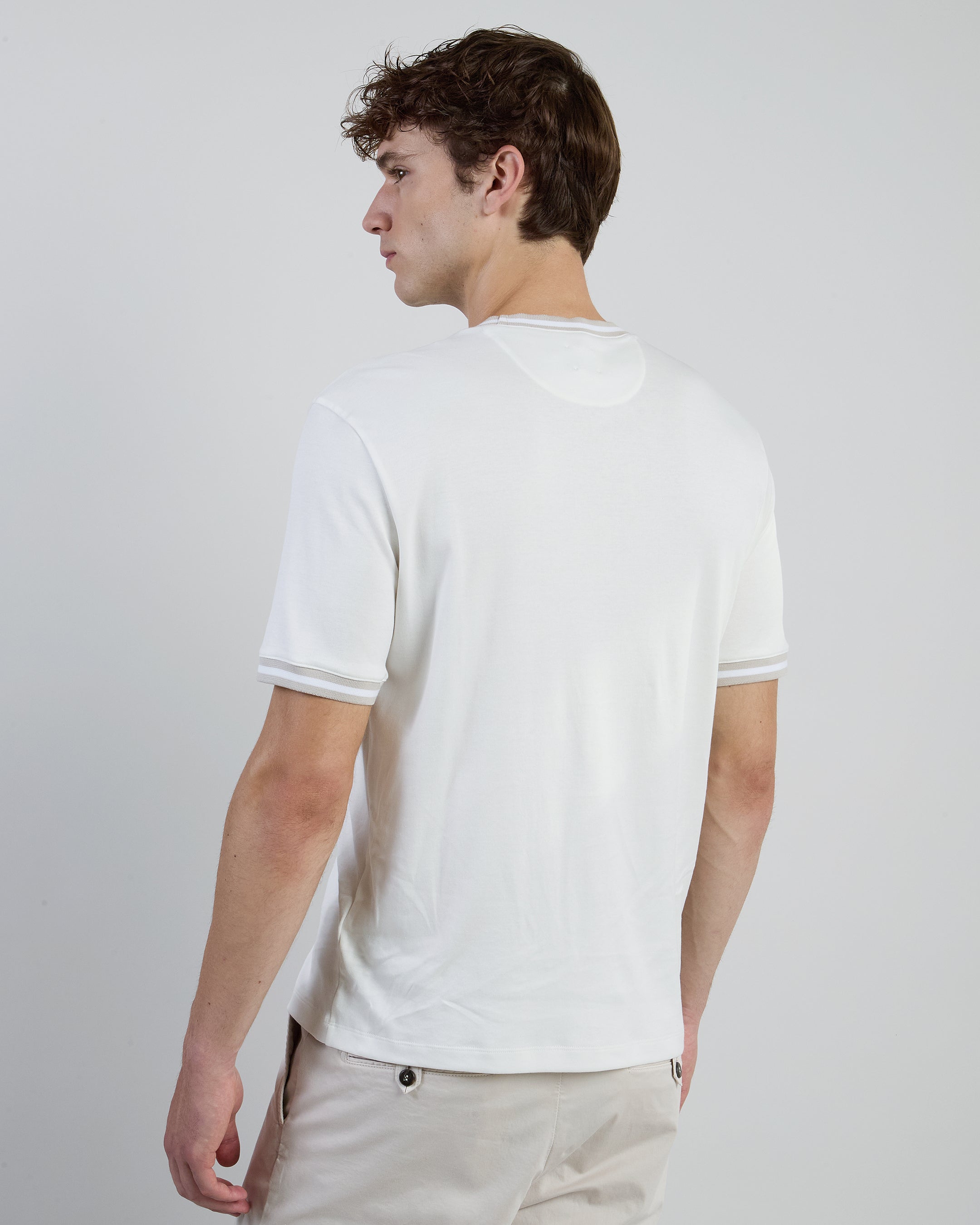 Men's Giza Cotton Crew Neck T-Shirt with Knit Trim - 6