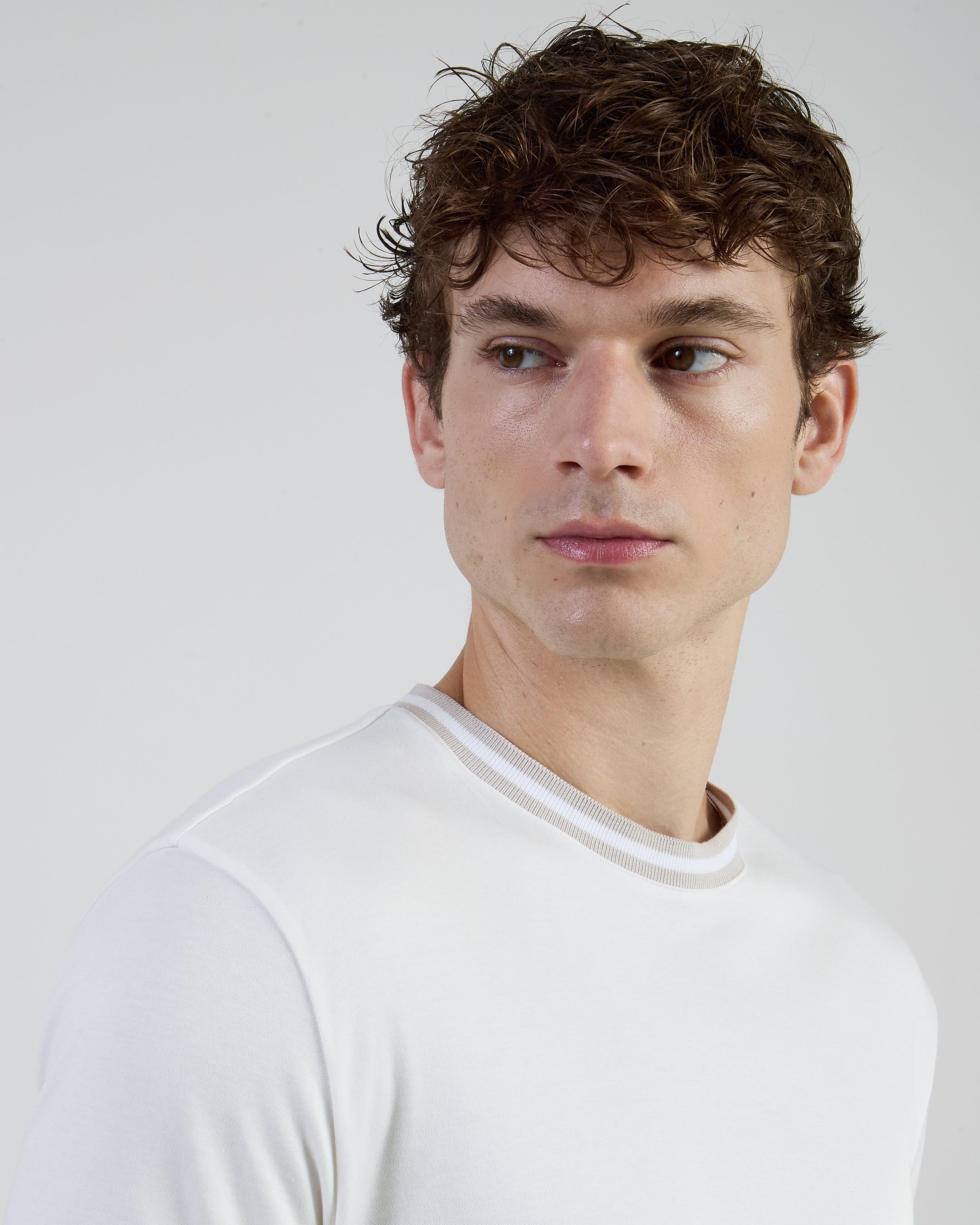Men's Giza Cotton Crew Neck T-Shirt with Knit Trim