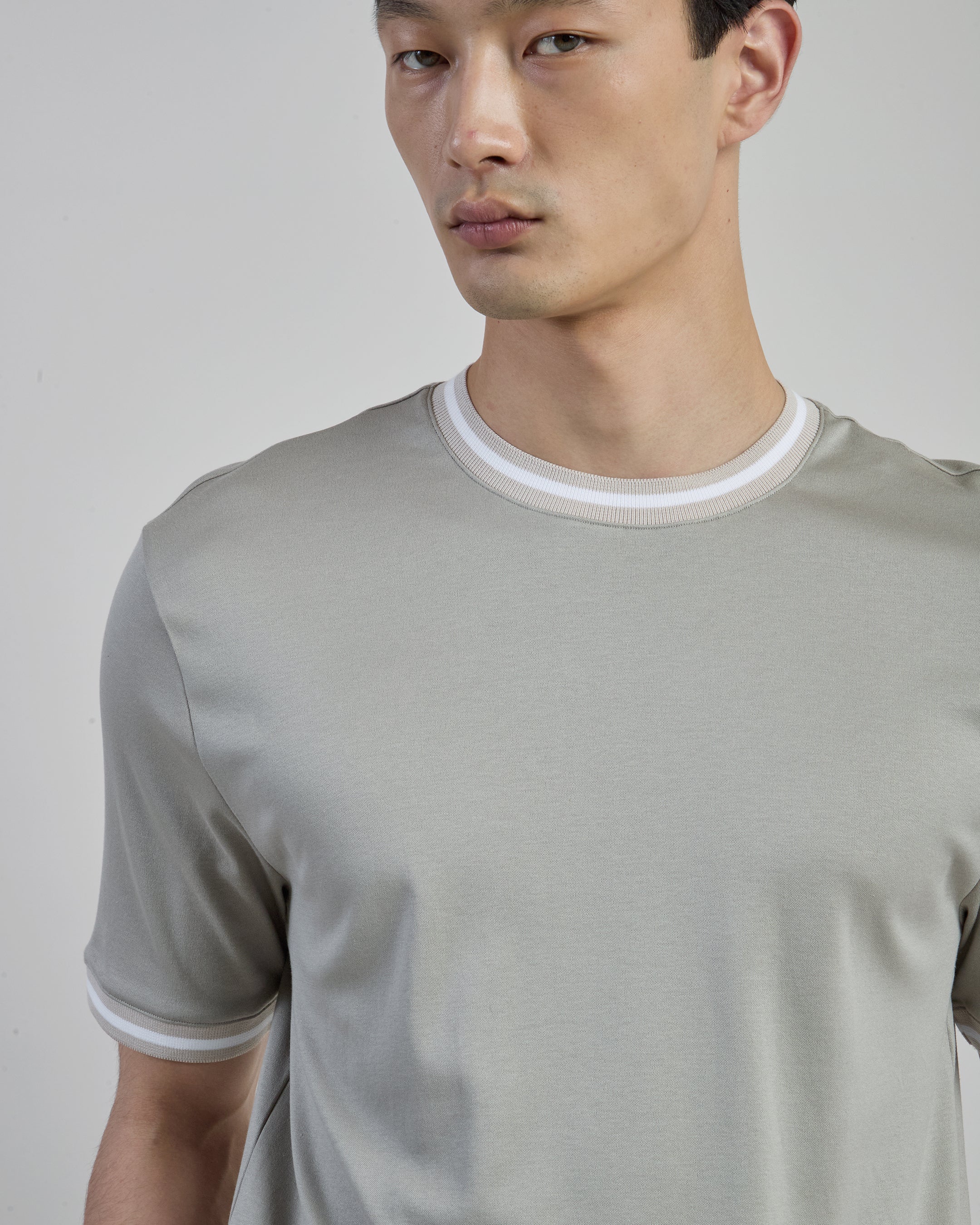 Men's Giza Cotton Crew Neck T-Shirt with Knit Trim - 3