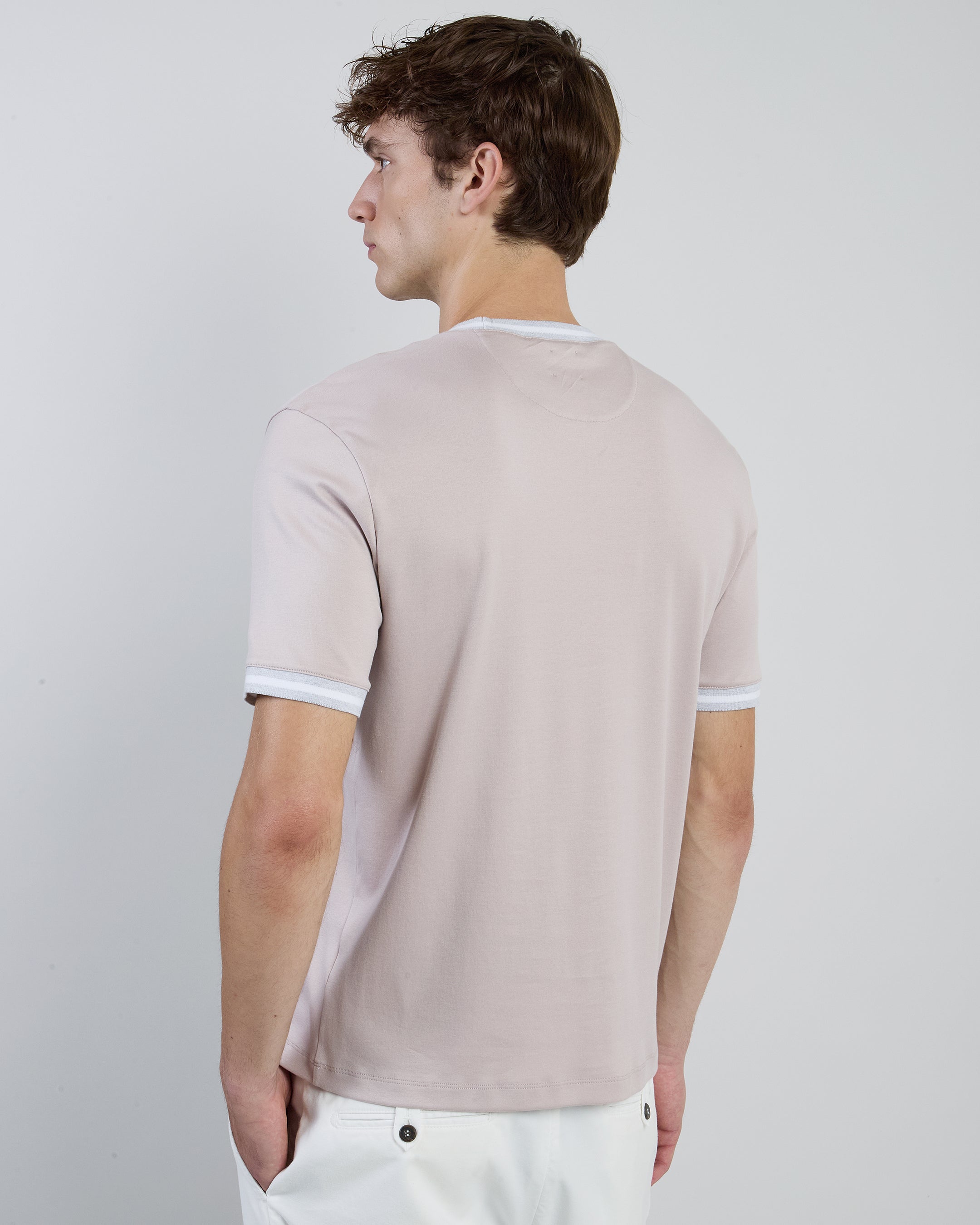 Men's Giza Cotton Crew Neck T-Shirt with Knit Trim