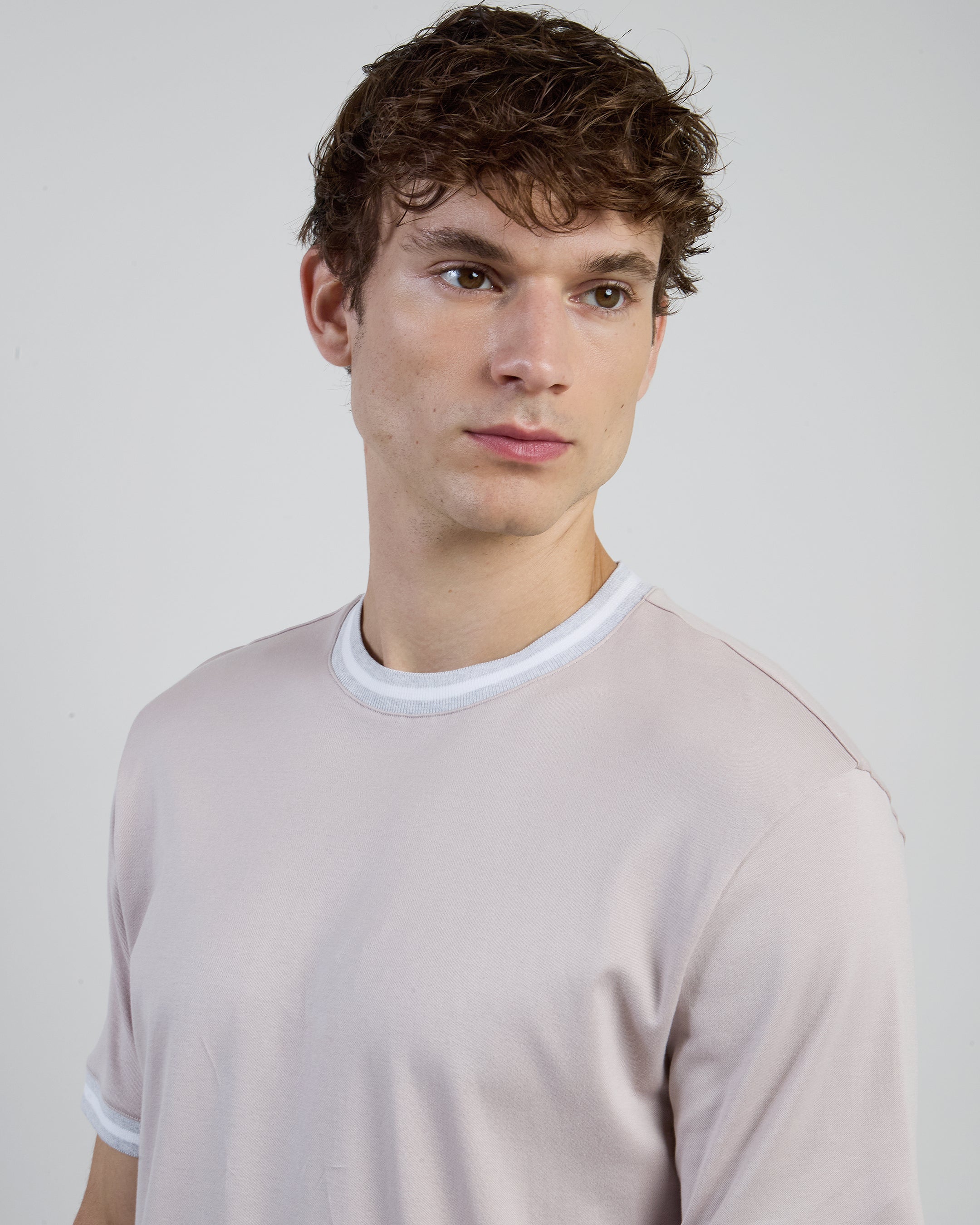 Men's Giza Cotton Crew Neck T-Shirt with Knit Trim