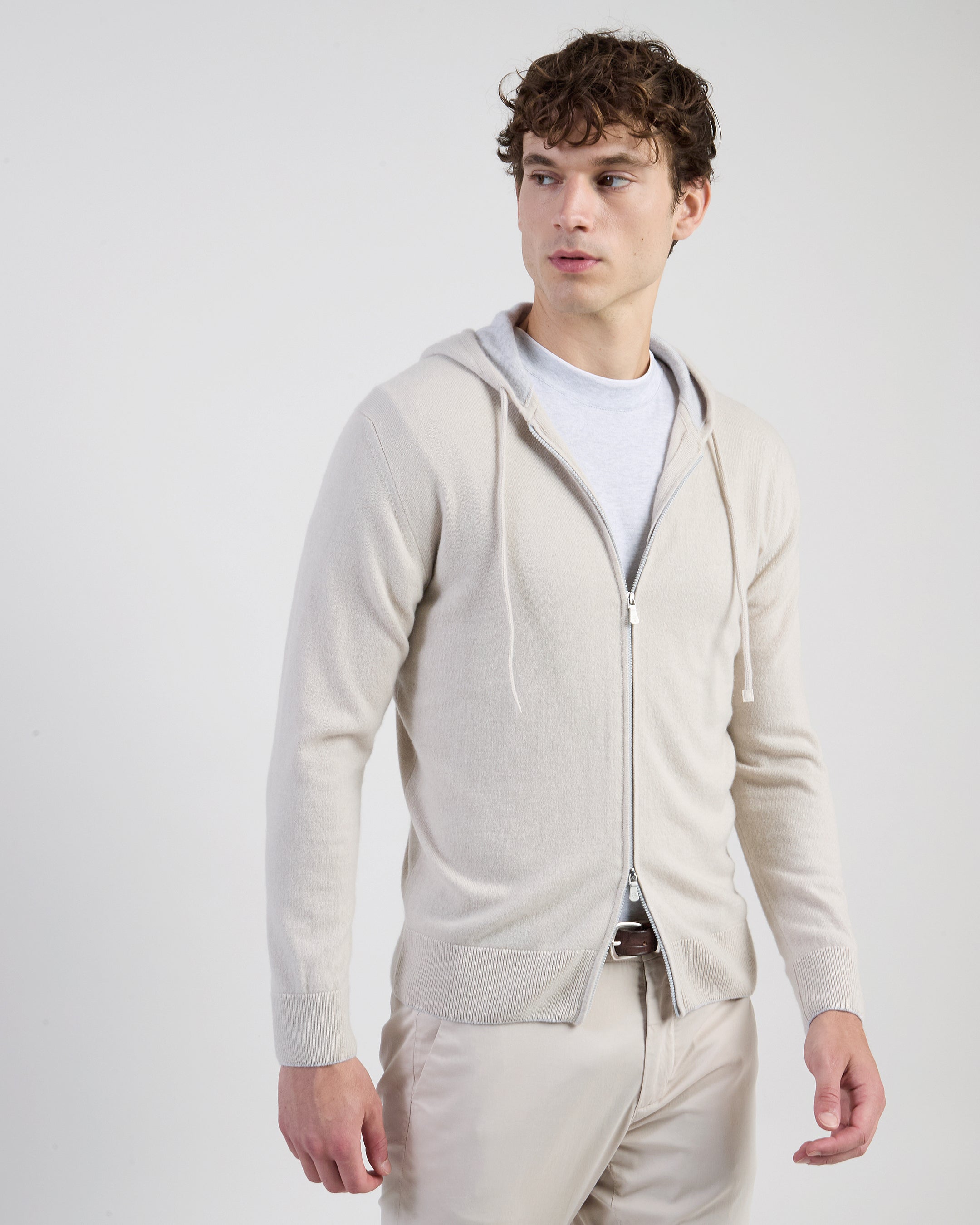 Men's Full Zip Cashmere Hoodie - 12 Gauge Knitwear - 1