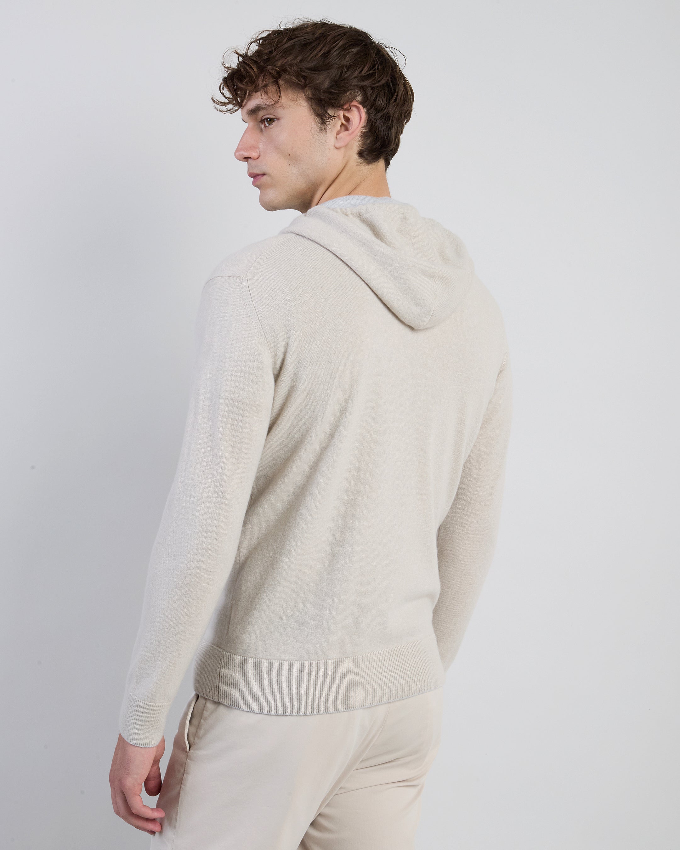 Men's Full Zip Cashmere Hoodie - 12 Gauge Knitwear alternative