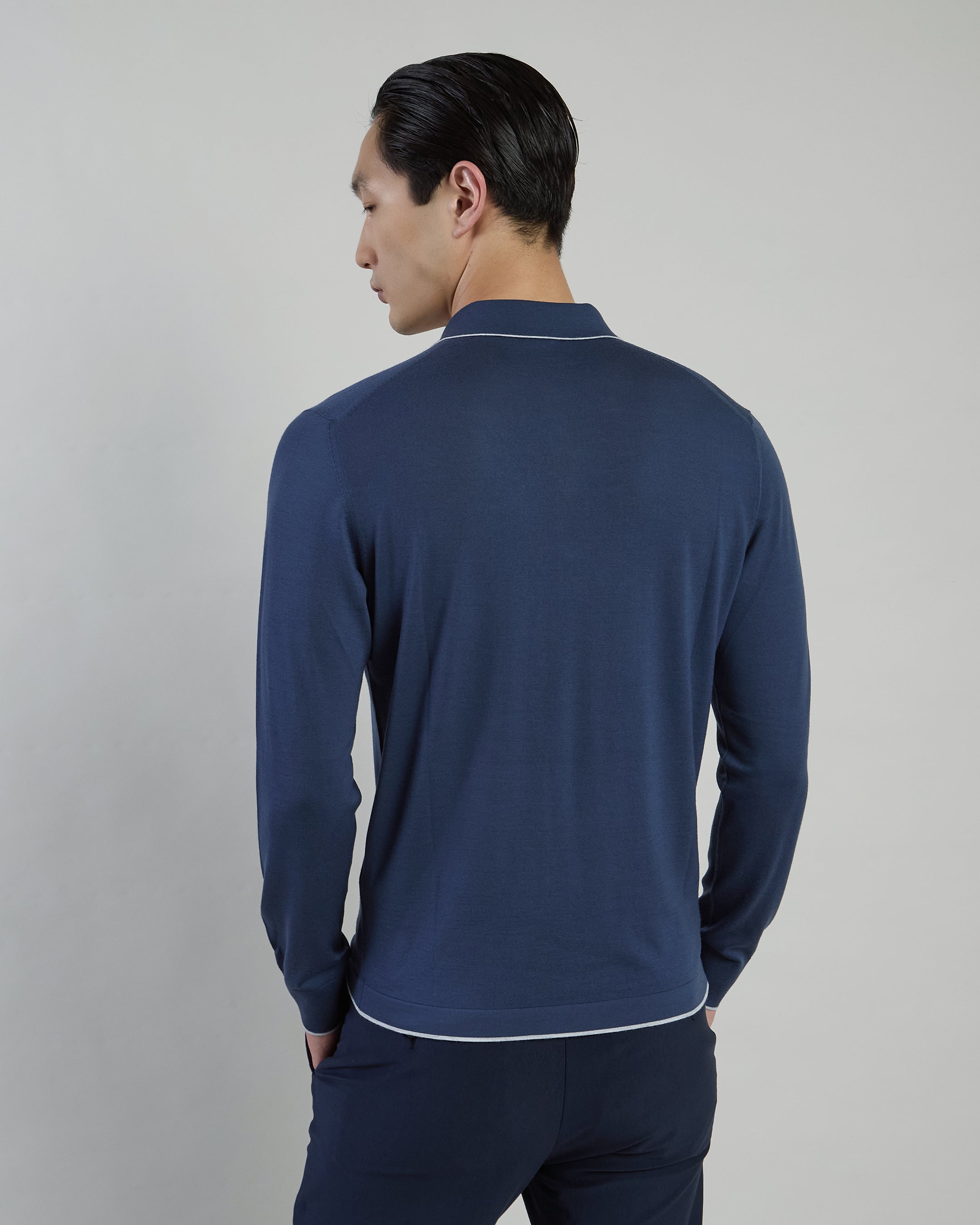 14 Micron Merino Wool Long-Sleeve Knitted Polo Shirt - 2