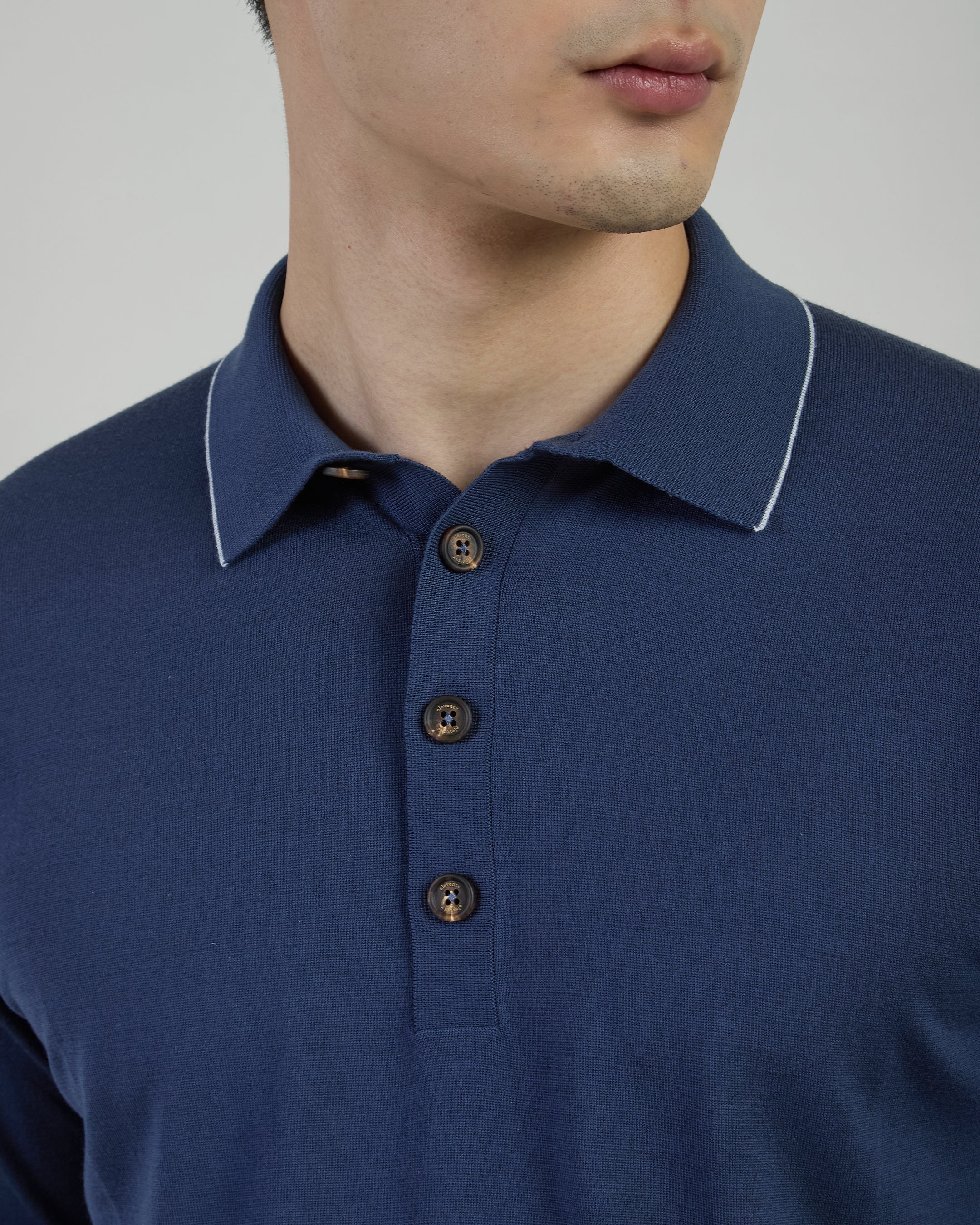 14 Micron Merino Wool Long-Sleeve Knitted Polo Shirt - 4