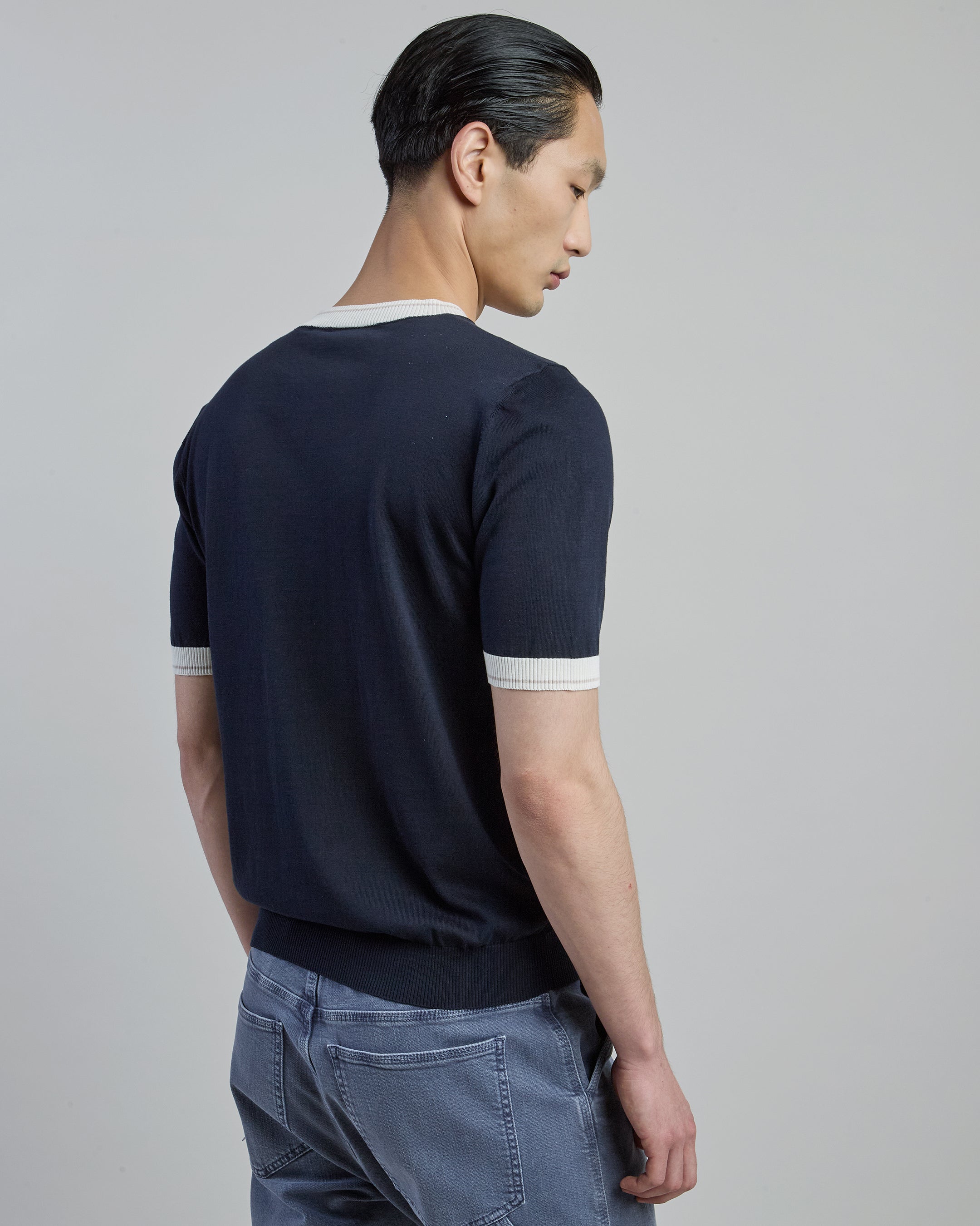 Men's Short Sleeve Cotton Crew Neck Sweater