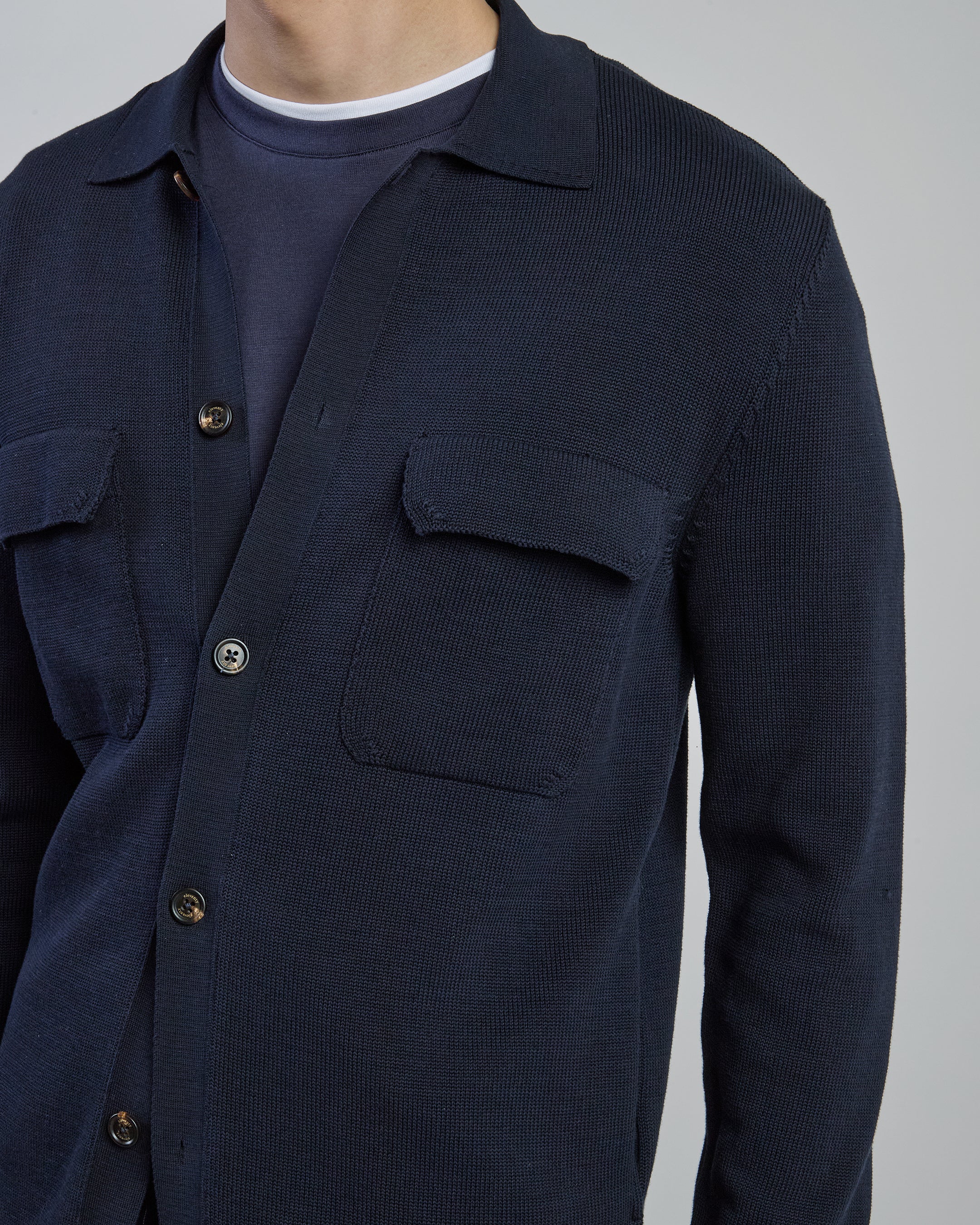 Camicia in Maglia di Cotone Uomo con Tasche Applicate