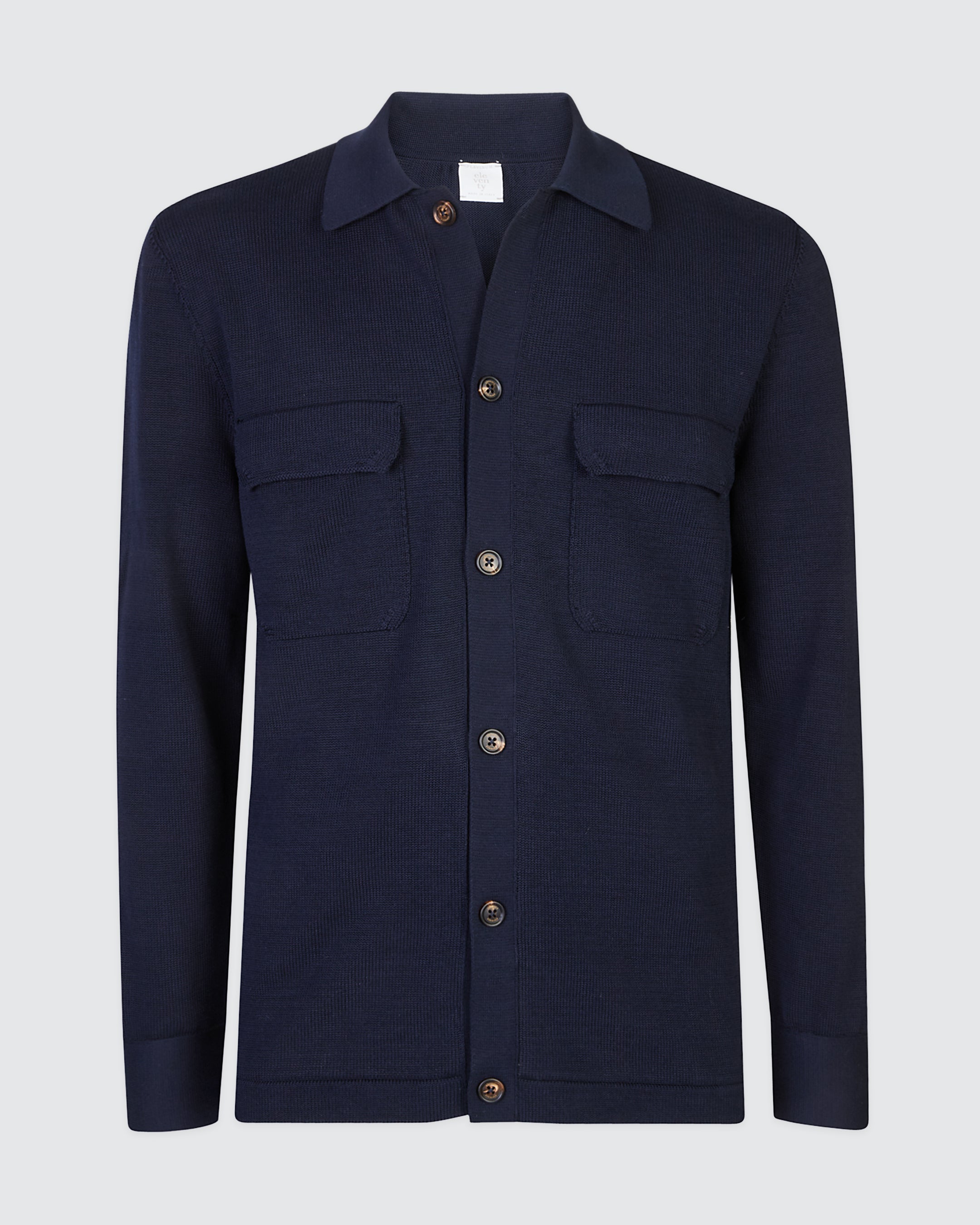 Camicia in Maglia di Cotone Uomo con Tasche Applicate