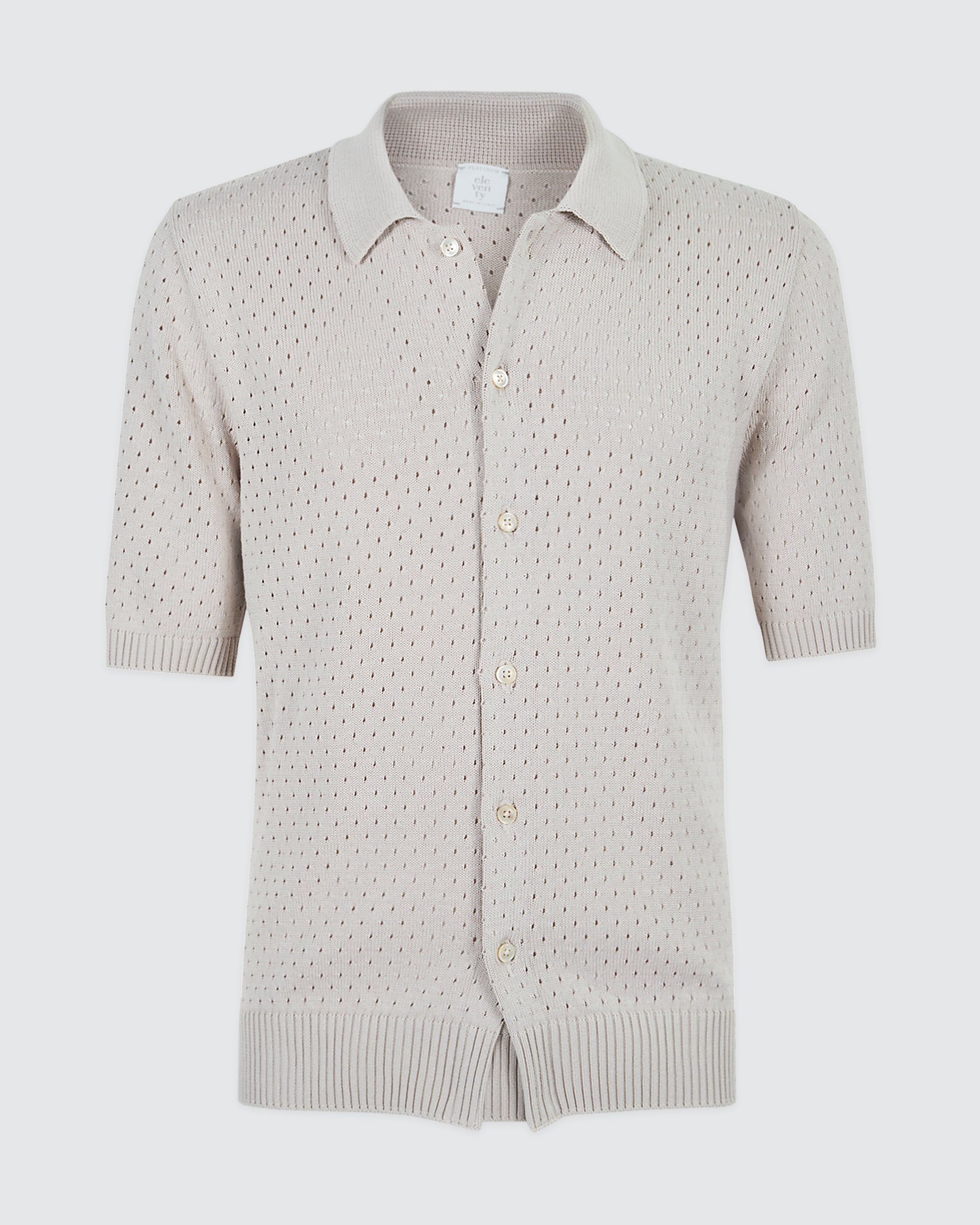 Men's Short Sleeve Perforated Cotton Knitted Shirt