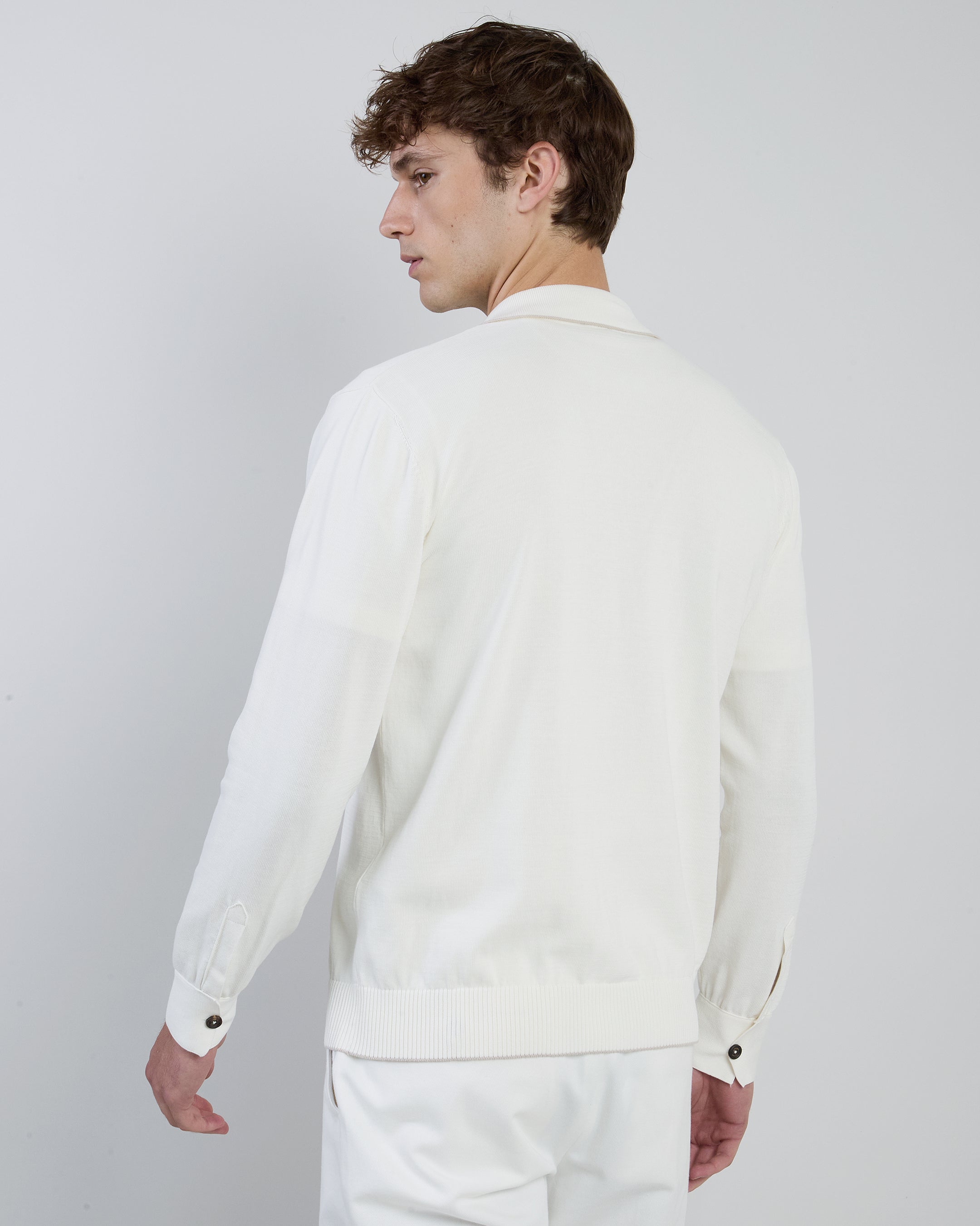 Men's Gauge 12 Cotton Knitted Shirt with Horn Buttons alternative