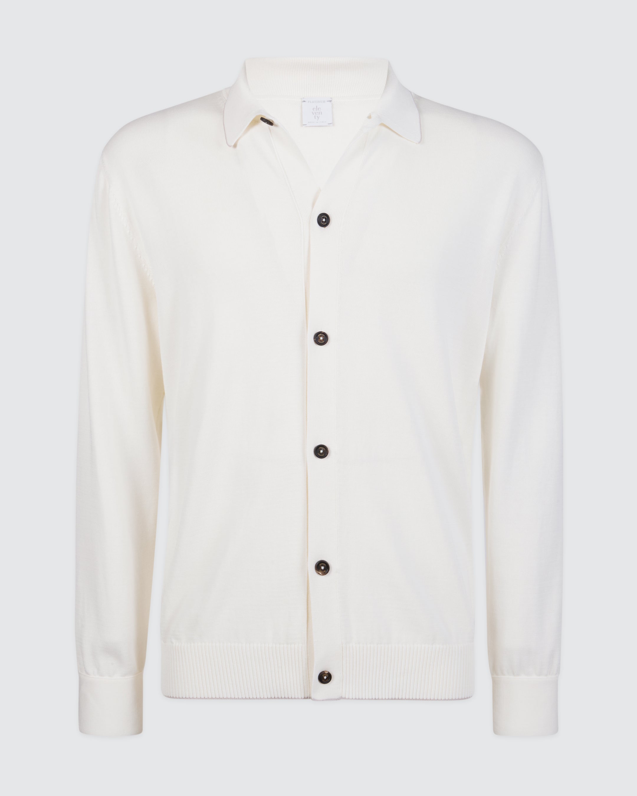 Men's Gauge 12 Cotton Knitted Shirt with Horn Buttons