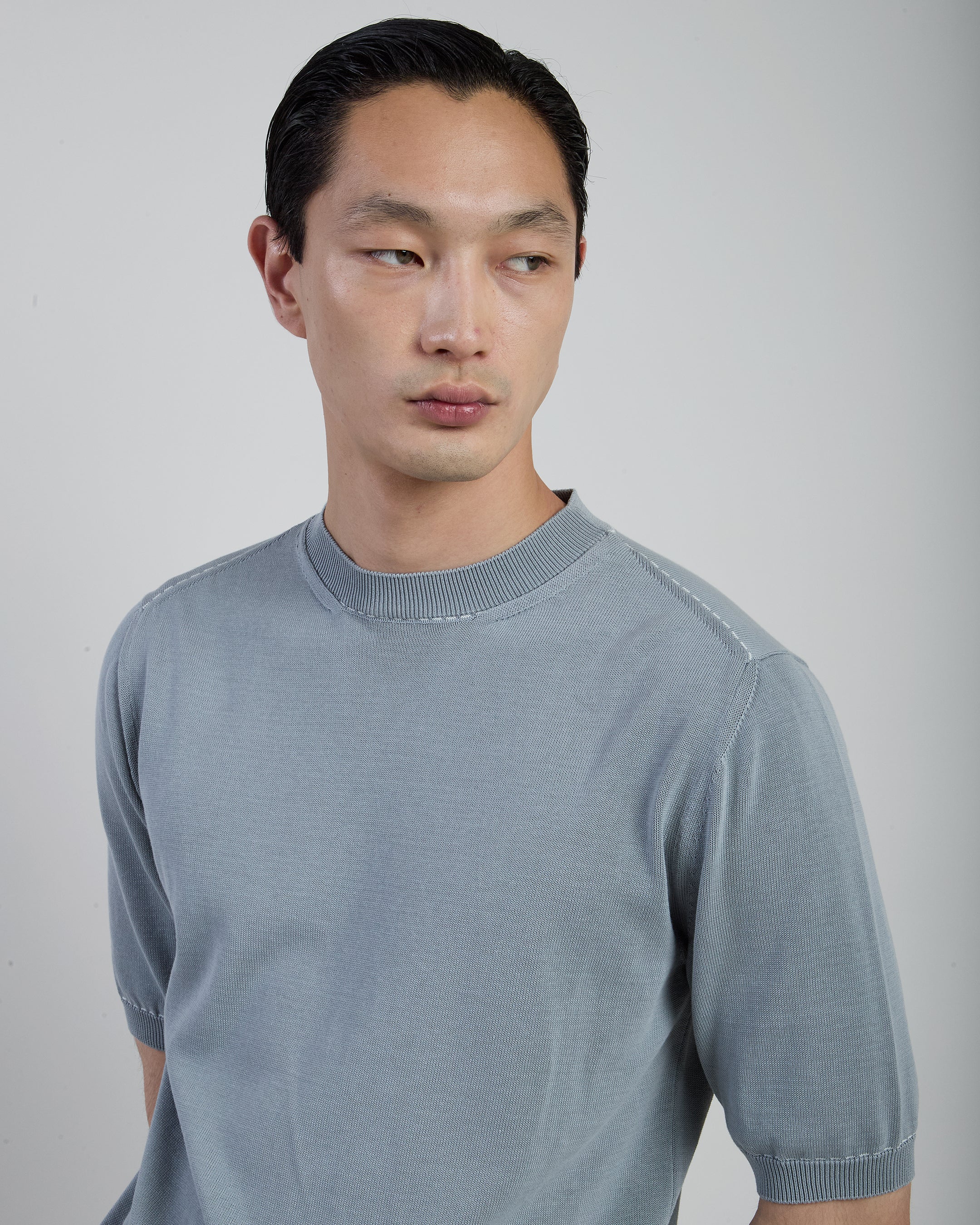 Men's Crew Neck Sweater in Fine Cool Cotton Gauge 12 - 7