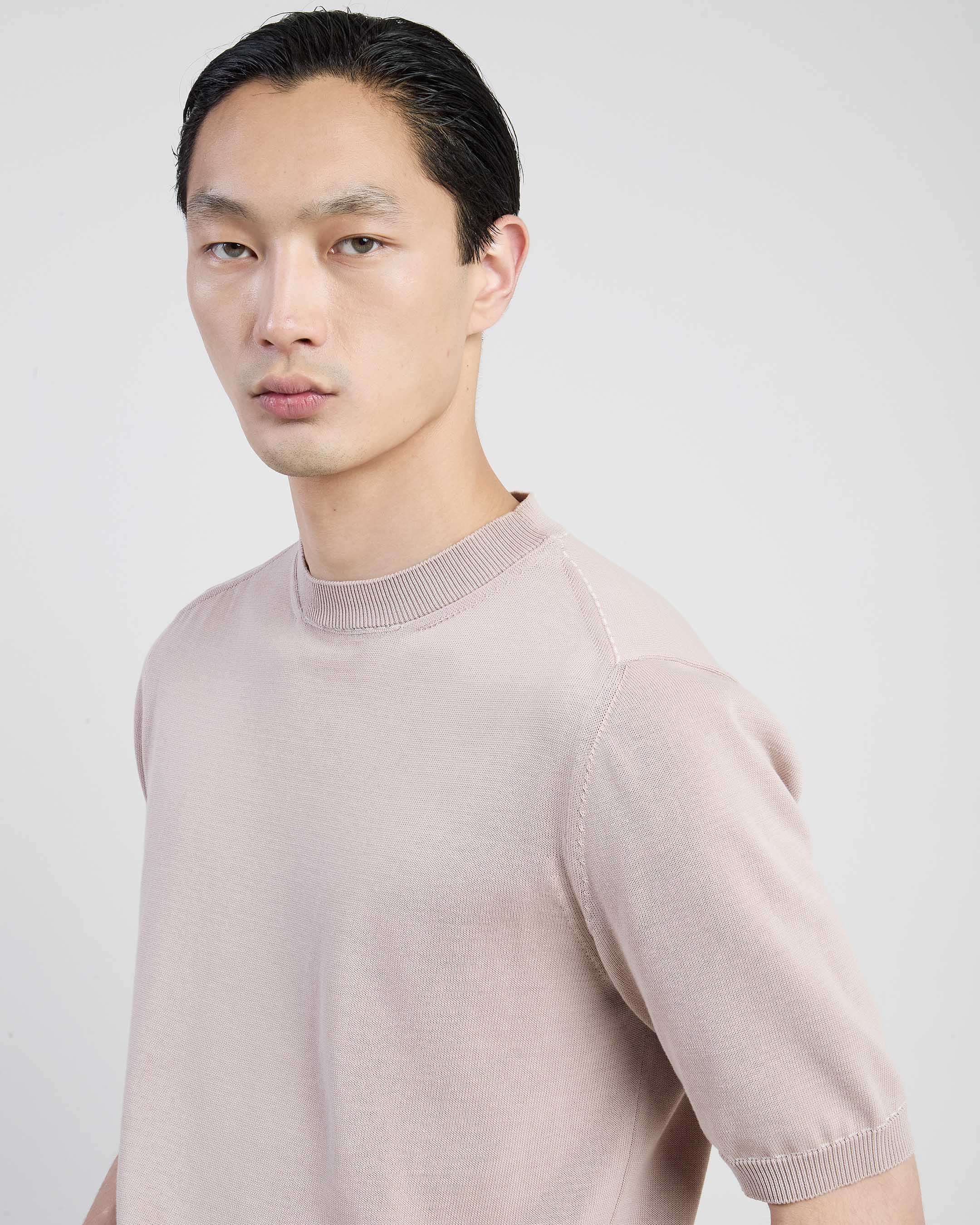 Men's Crew Neck Sweater in Fine Cool Cotton Gauge 12