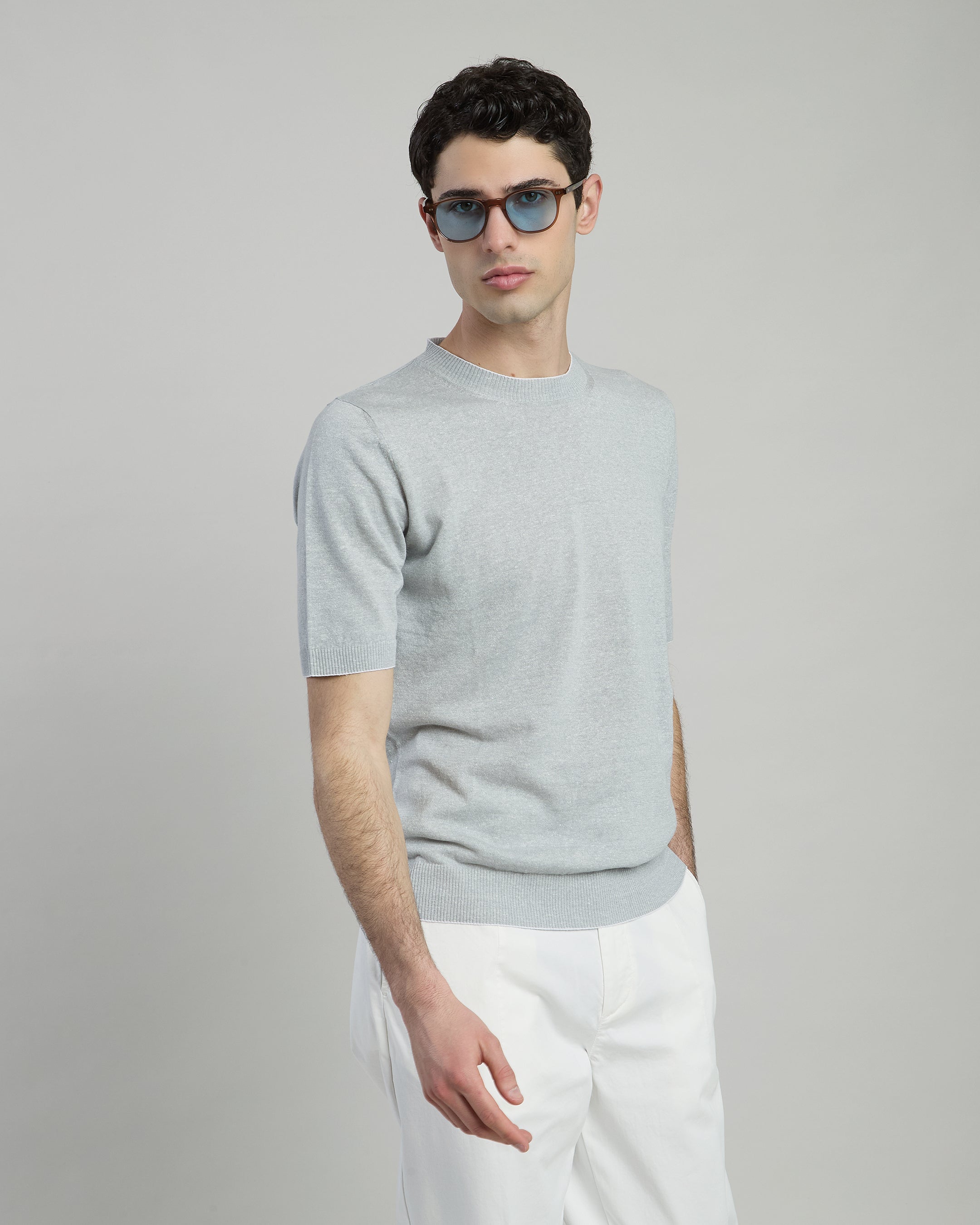 Maglia Girocollo Uomo in Lino e Cotone Finezza 16 - 1