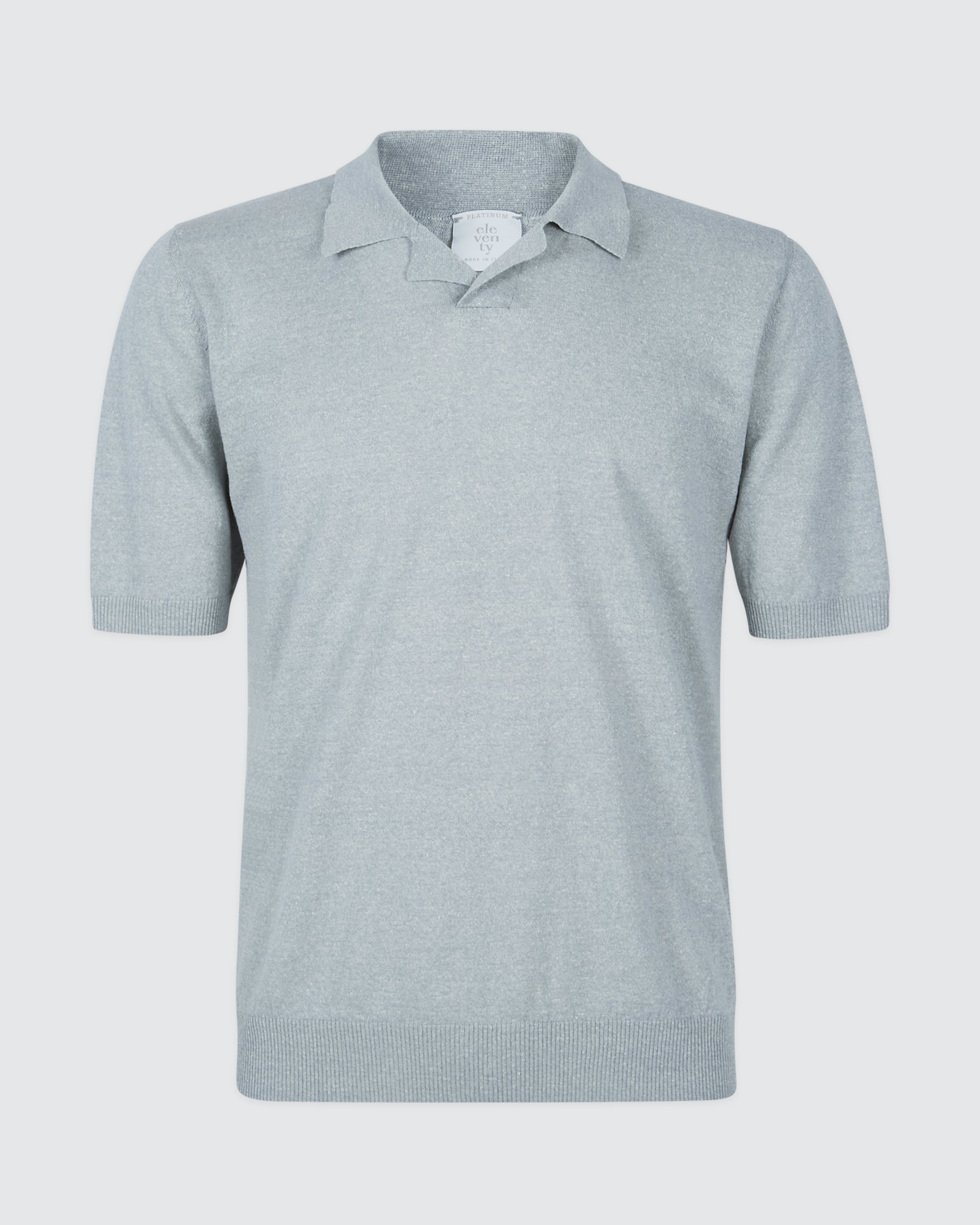 Linen and Cotton Knitted Polo Shirt - Bowling Collar