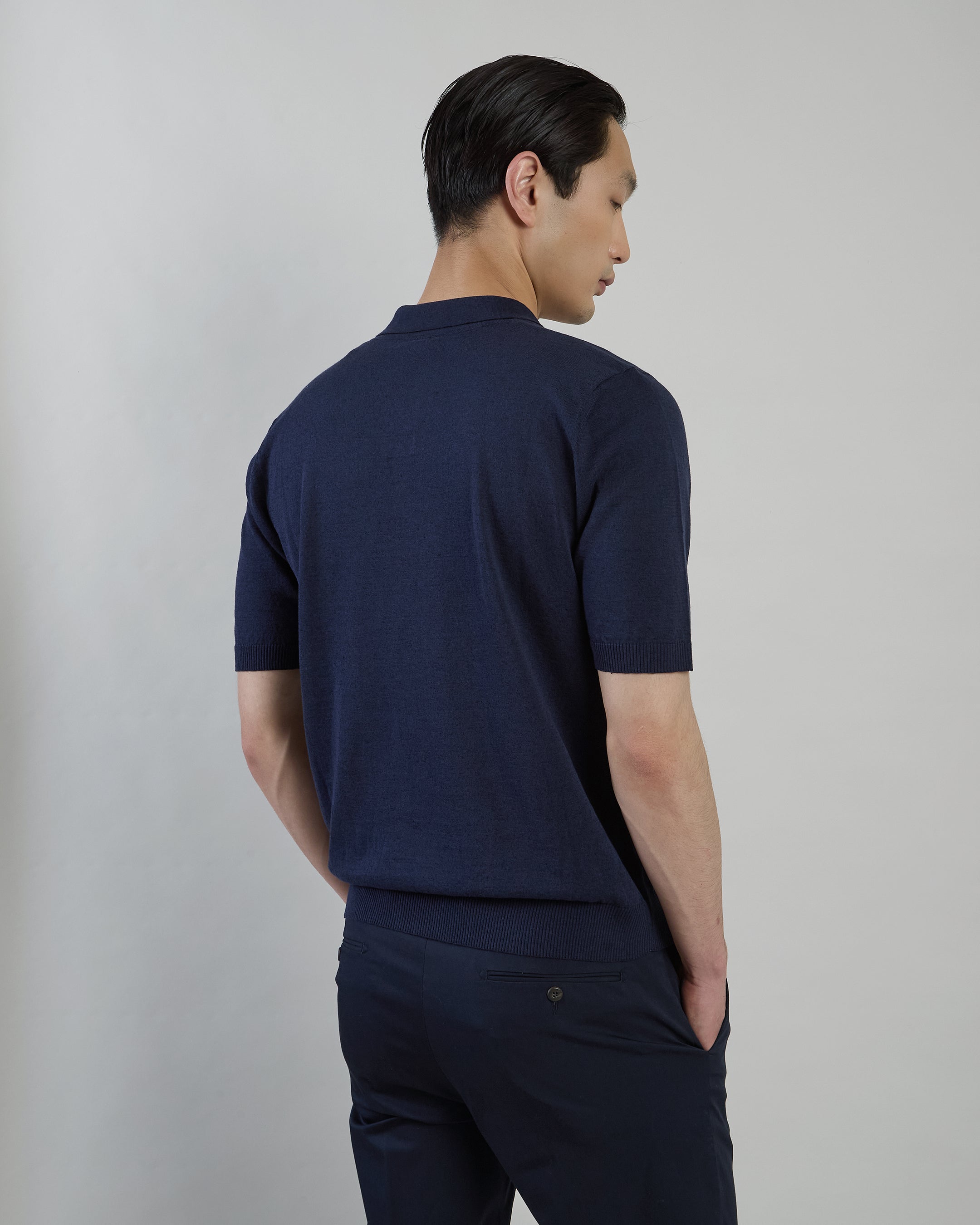 Short-Sleeved Linen and Cotton Knitted Polo Shirt - 2