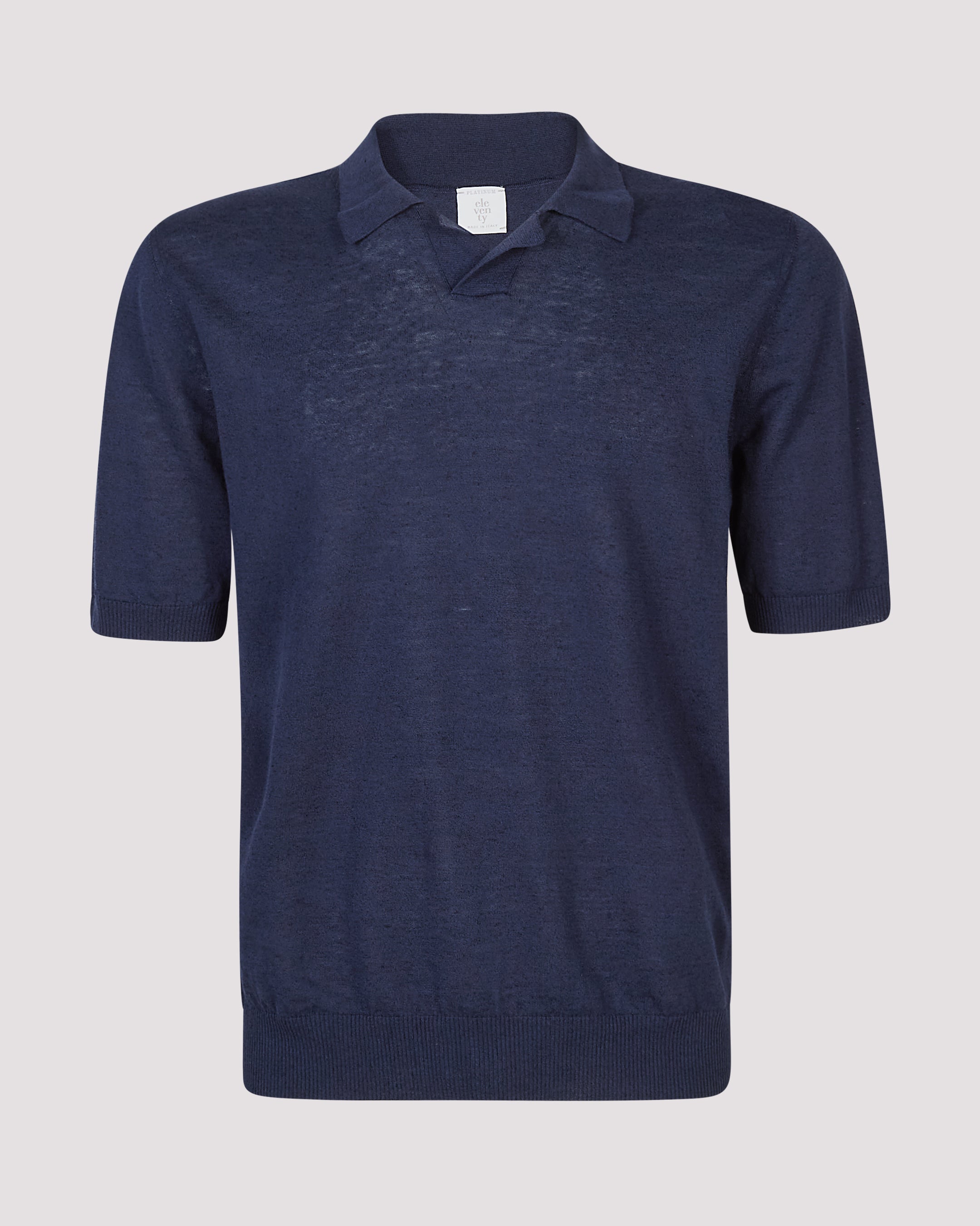 Short-Sleeved Linen and Cotton Knitted Polo Shirt