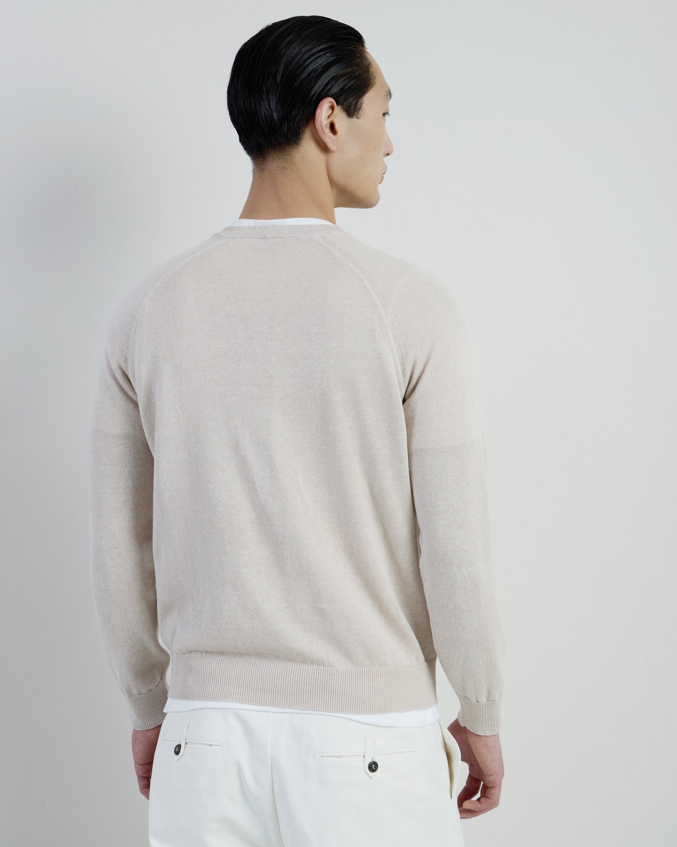 Men's Crew Neck Linen and Cotton Sweater alternative